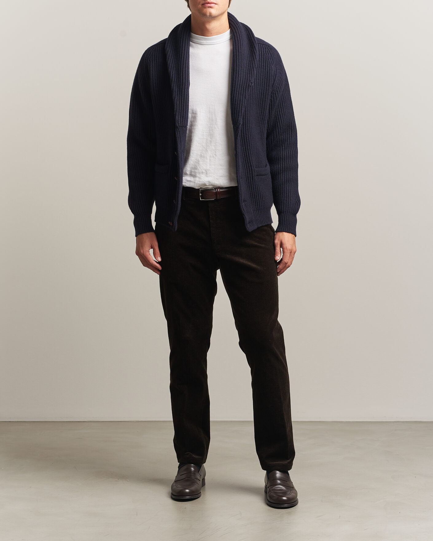 Herre | Trøjer | William Lockie | Windsor Cashmere Shawl Cardigan Navy