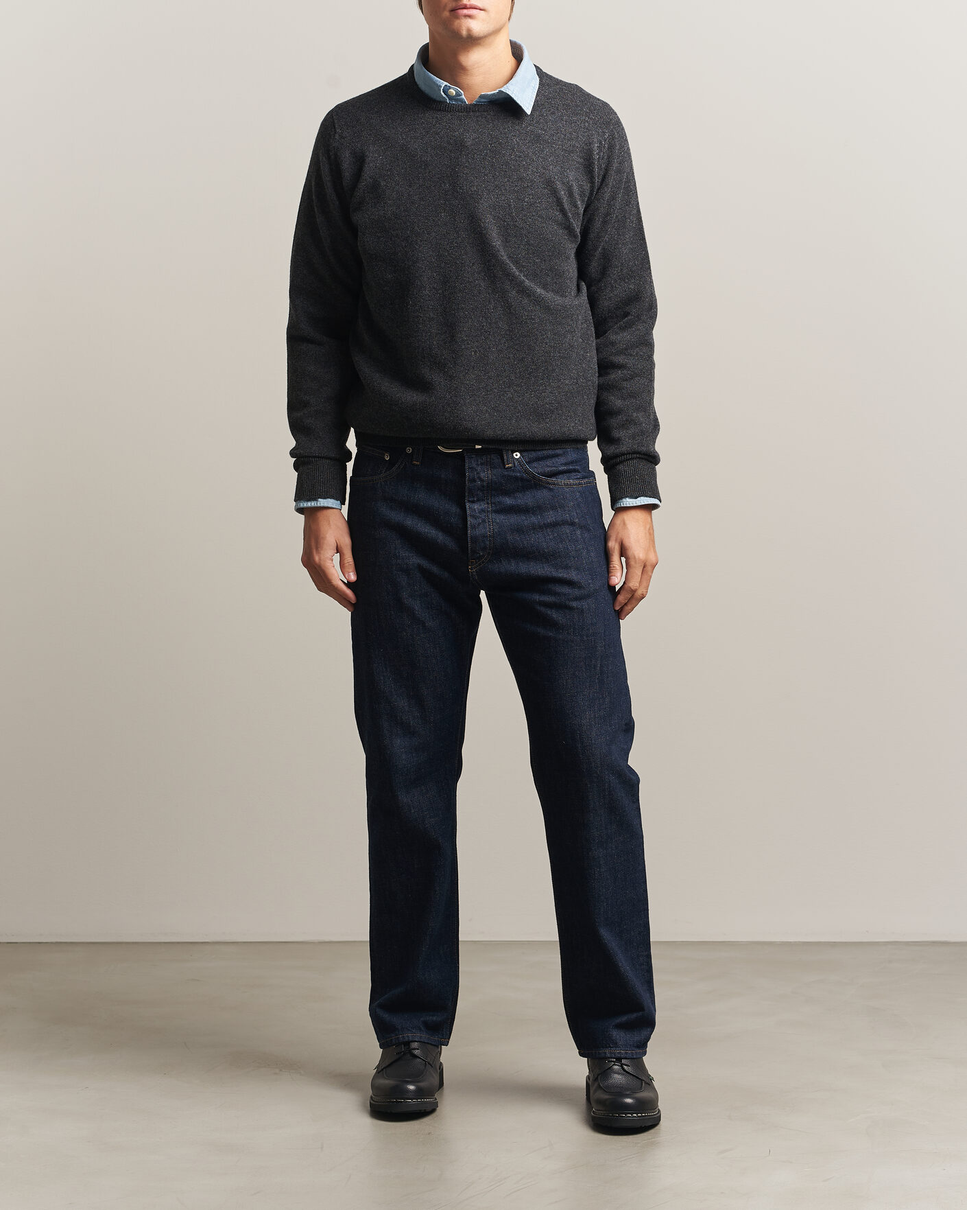 Herre | Trøjer | William Lockie | Rob Lambswool Crewneck Charcoal