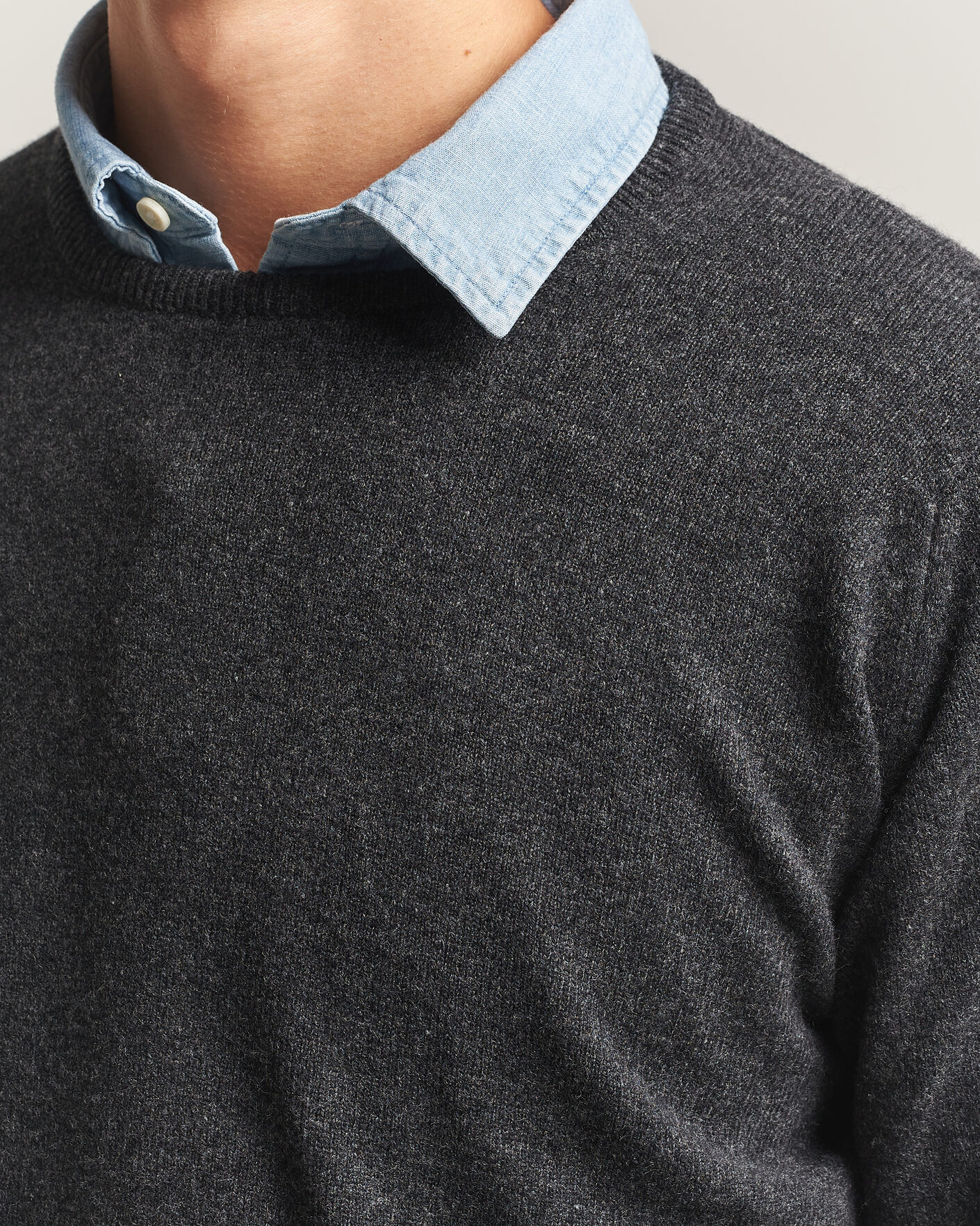 Herre | Trøjer | William Lockie | Rob Lambswool Crewneck Charcoal
