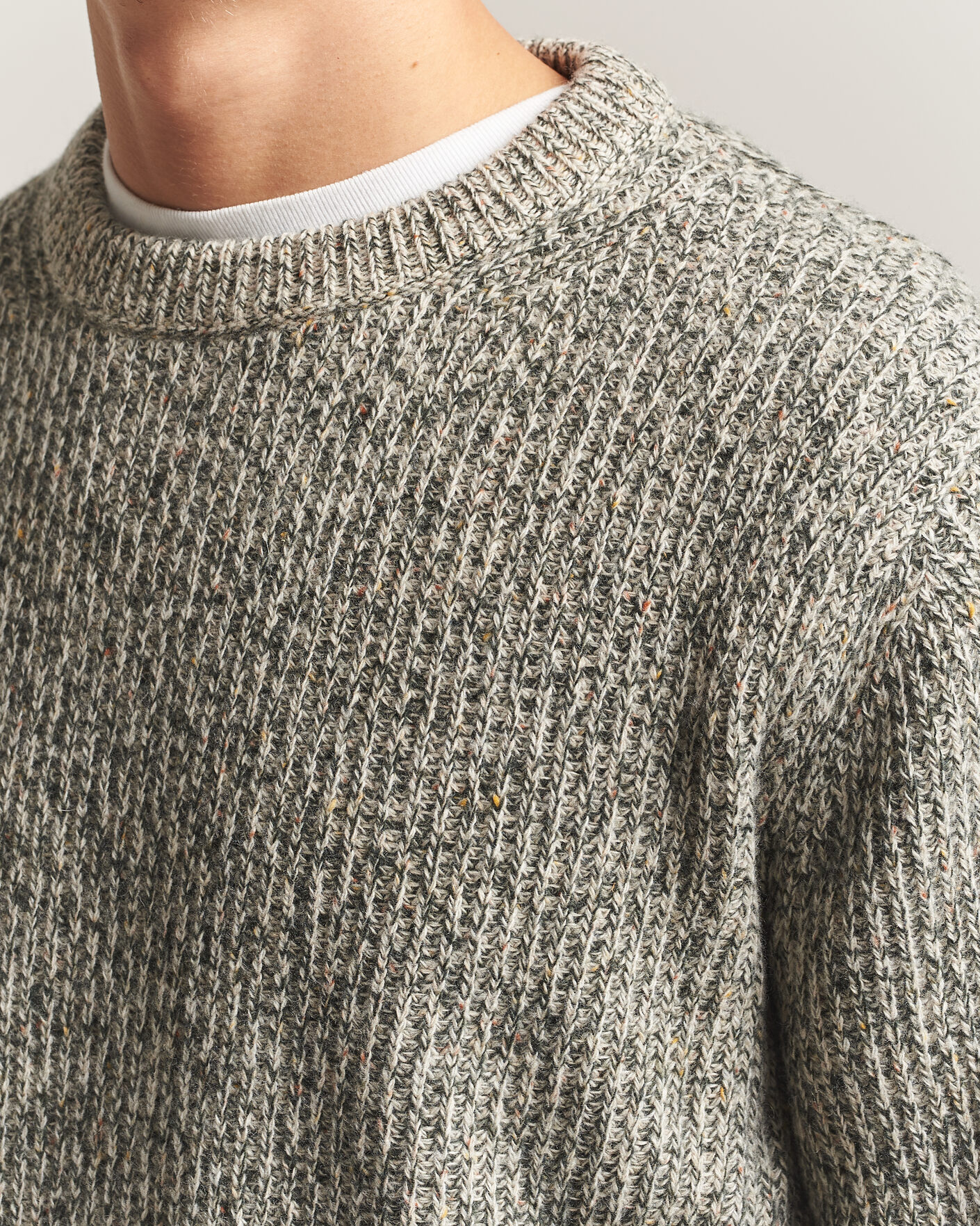 Herre | Trøjer | Nudie Jeans | August Wool Rib Knitted Sweater Green Melange