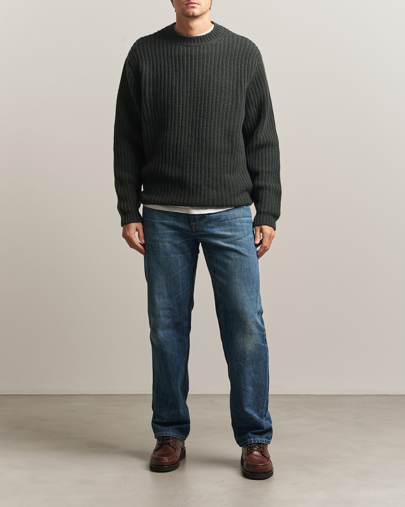 Herre | Trøjer | Nudie Jeans | Gurry Chunky Knitted Sweater Racing Green