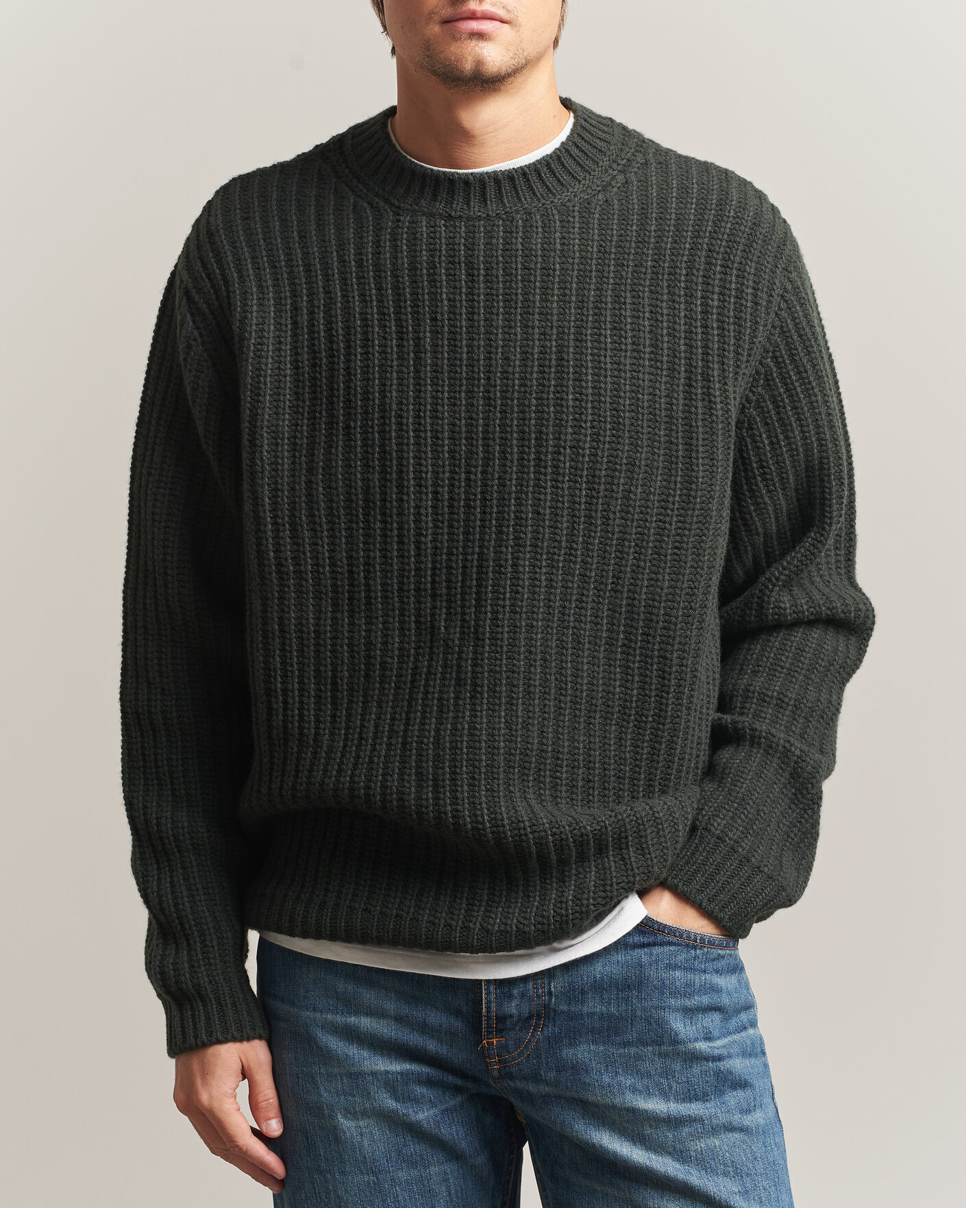 Herre | Trøjer | Nudie Jeans | Gurry Chunky Knitted Sweater Racing Green