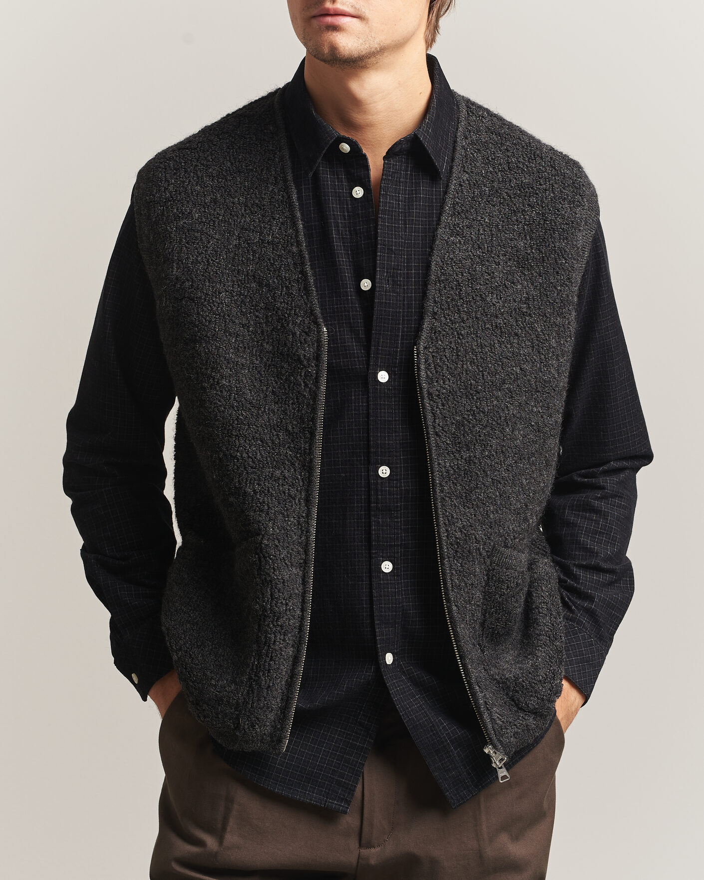 Herre | Veste | NN07 | Mads Wool Fleece Vest Antracite Melange