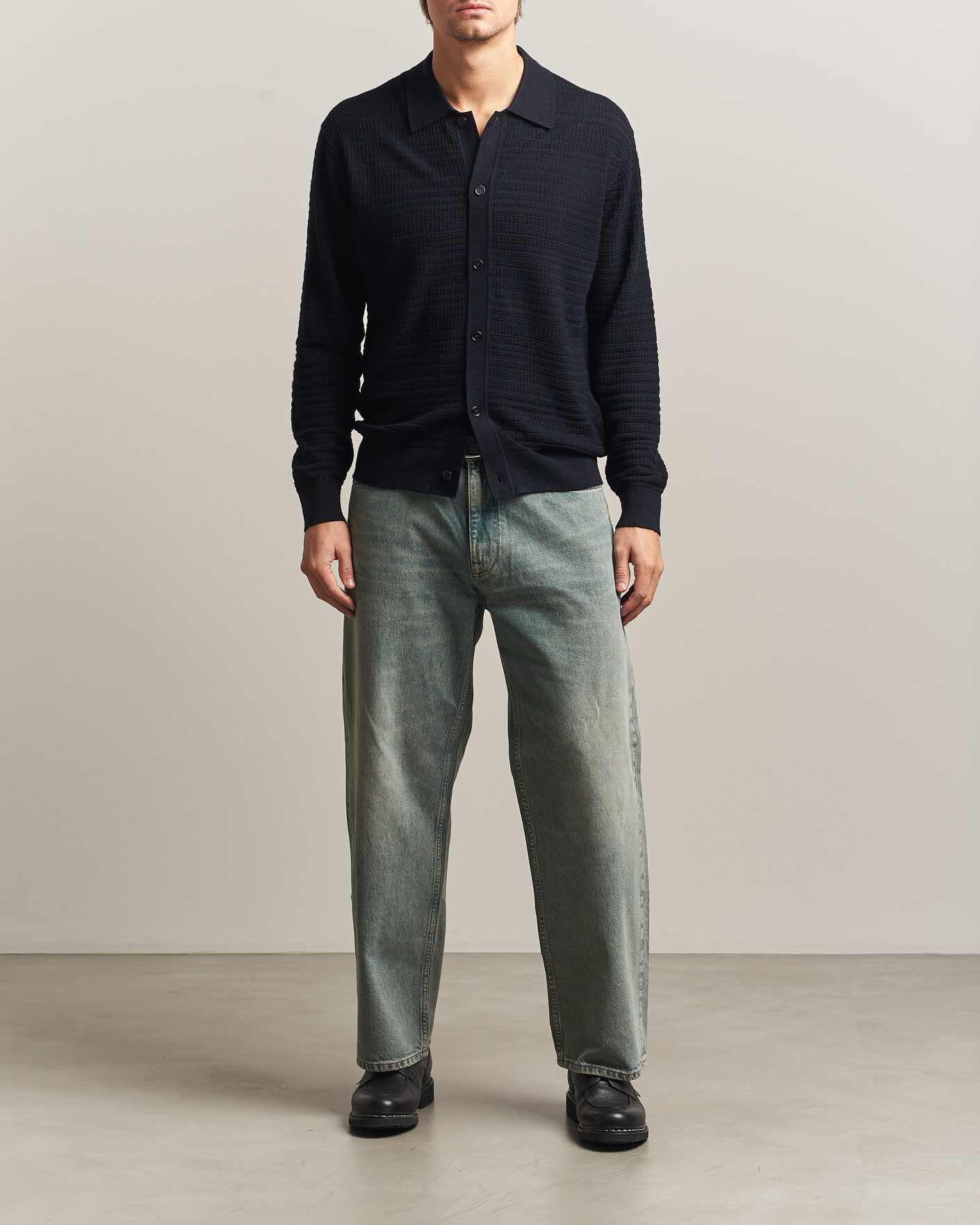 Herre | Trøjer | NN07 | Nate Wool Knitted Cardigan Deep Navy
