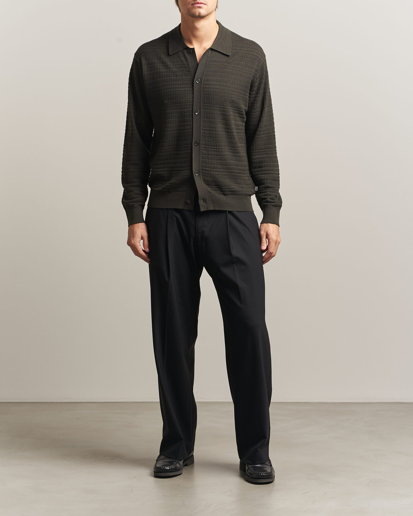 Herre | Trøjer | NN07 | Nate Wool Knitted Cardigan Dark Army
