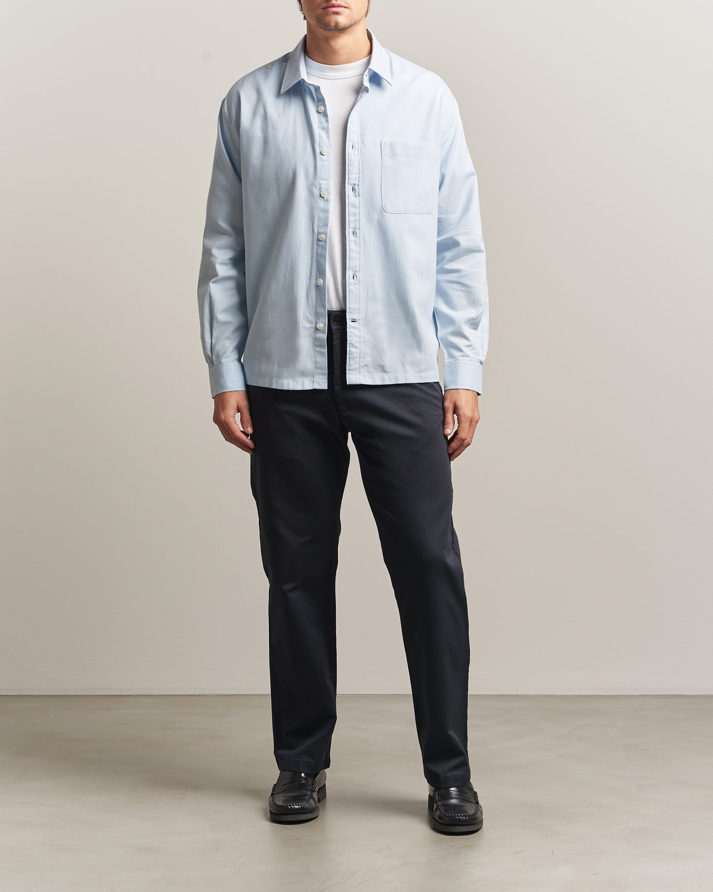 Herre | Skjorter | NN07 | Deon Brushed Light Flannel Shirt Sky Mist
