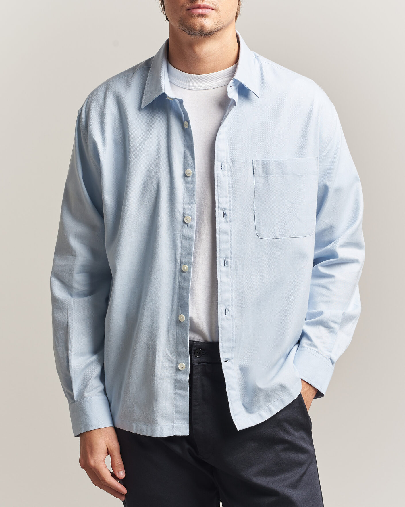 Herre | Skjorter | NN07 | Deon Brushed Light Flannel Shirt Sky Mist