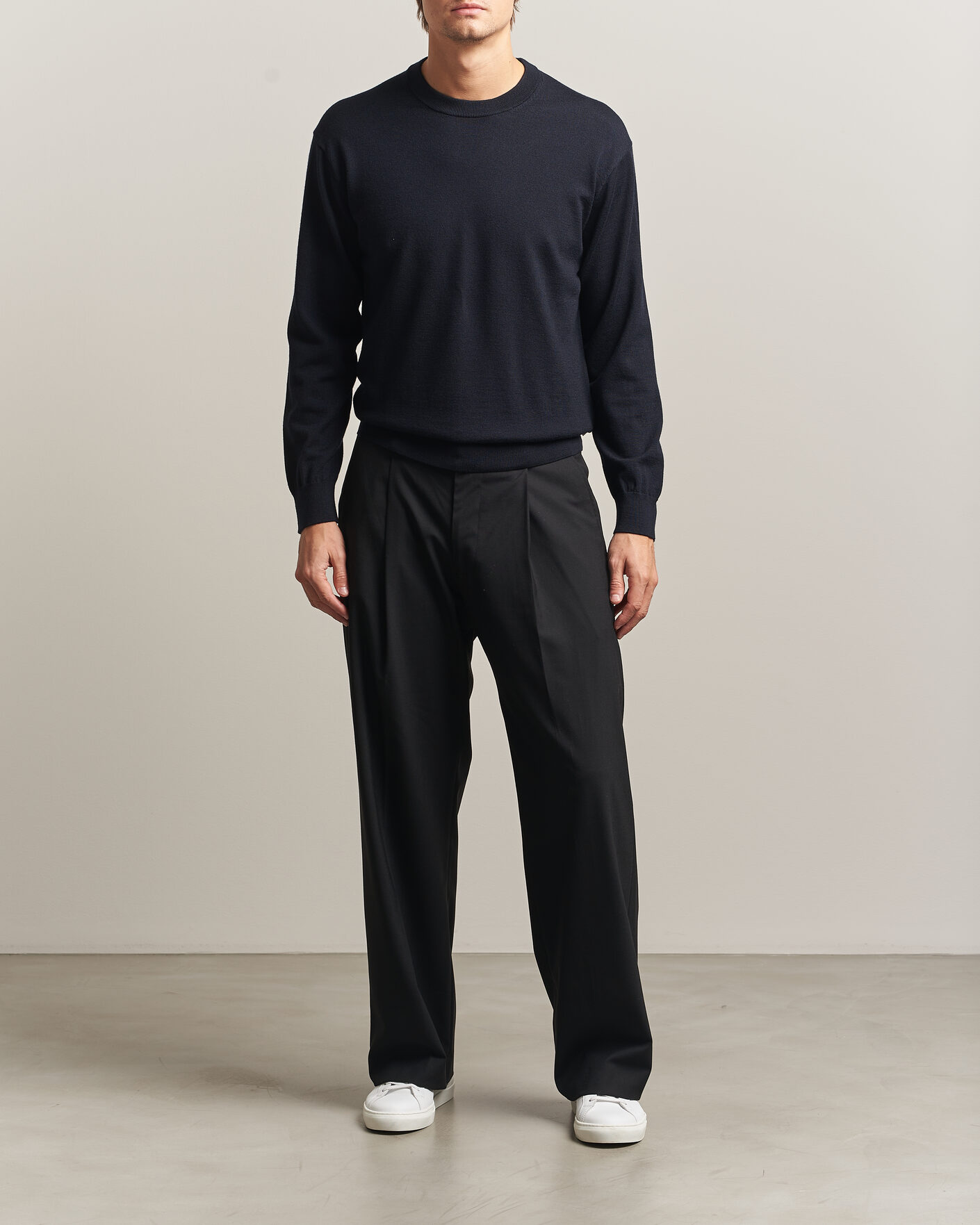 Herre | Trøjer | NN07 | Nate Wool Knitted Crew Neck Deep Navy