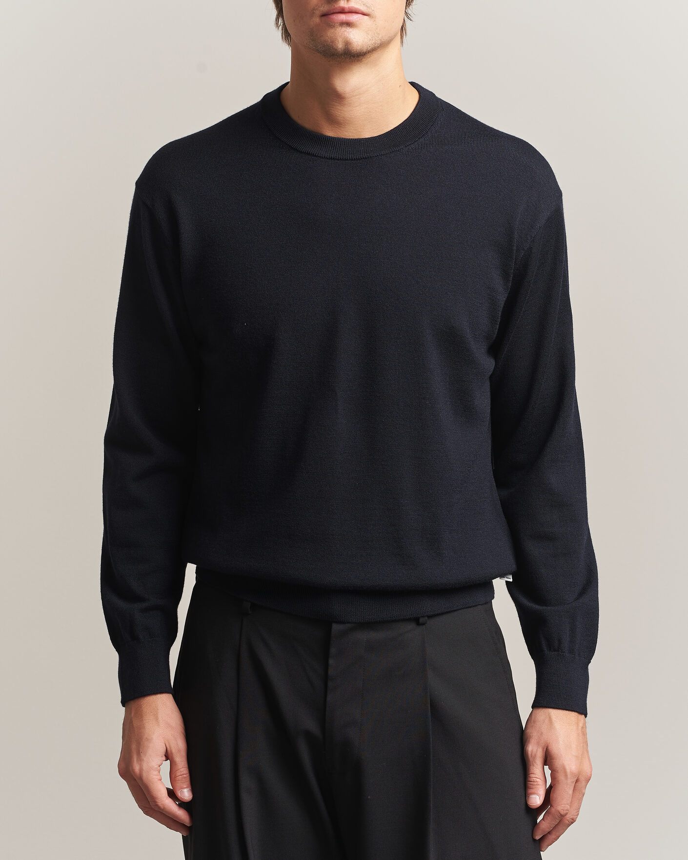 Herre | Trøjer | NN07 | Nate Wool Knitted Crew Neck Deep Navy