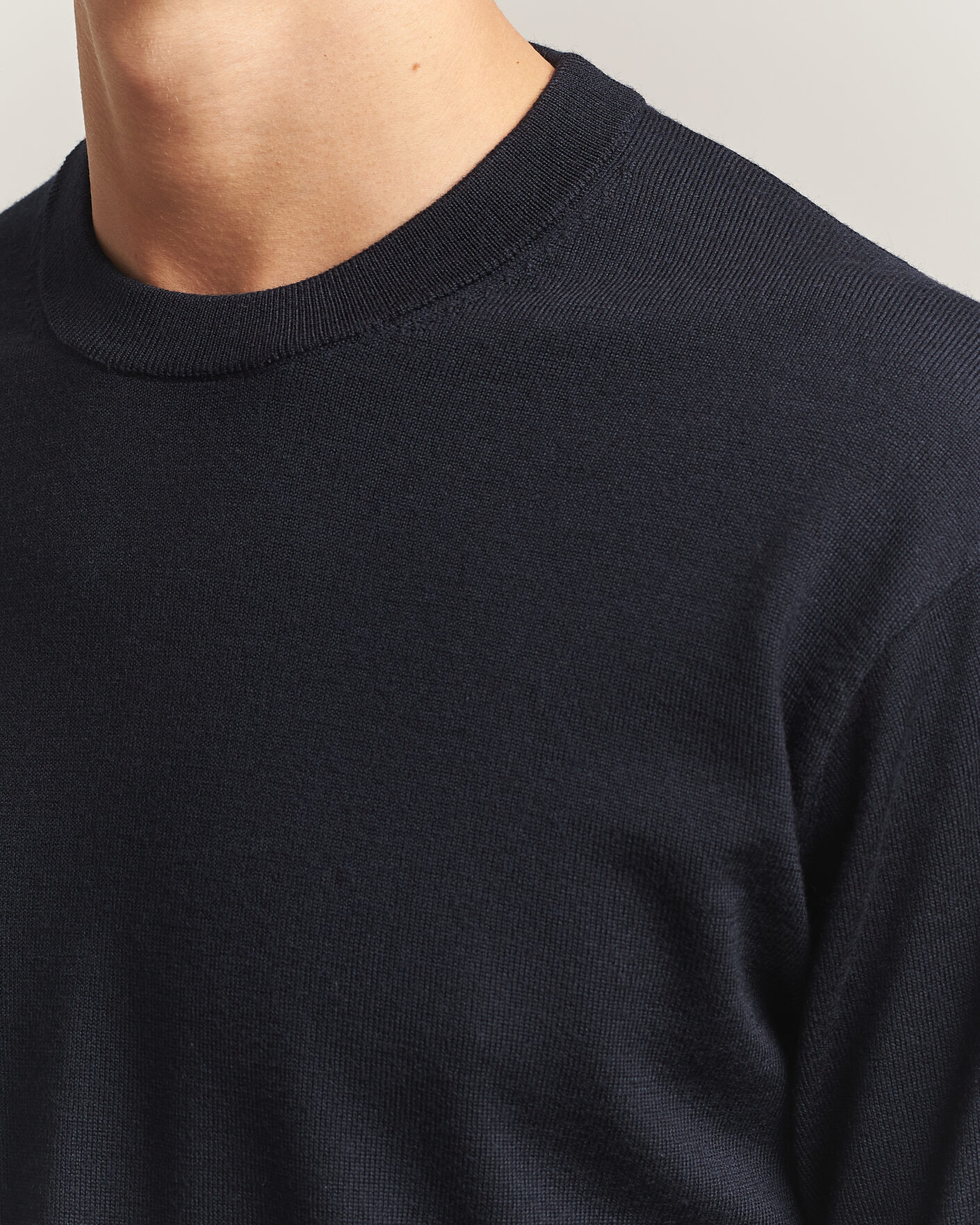 Herre | Trøjer | NN07 | Nate Wool Knitted Crew Neck Deep Navy