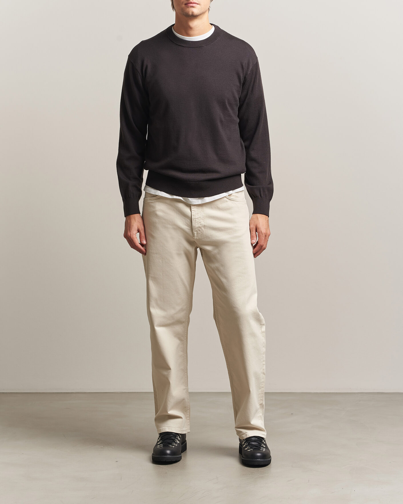 Herre | Trøjer | NN07 | Nate Wool Knitted Crew Neck Deep Truffle