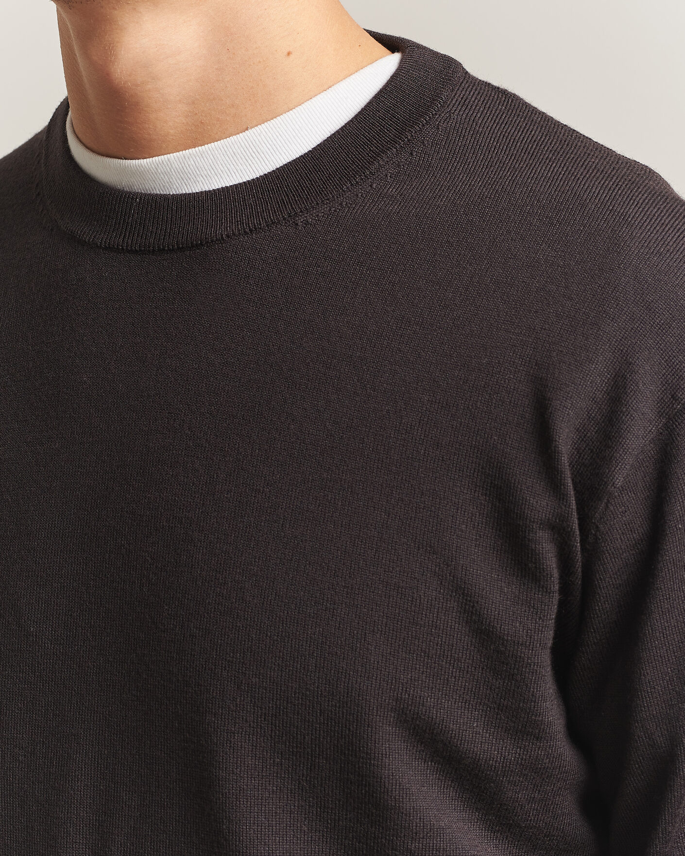 Herre | Trøjer | NN07 | Nate Wool Knitted Crew Neck Deep Truffle
