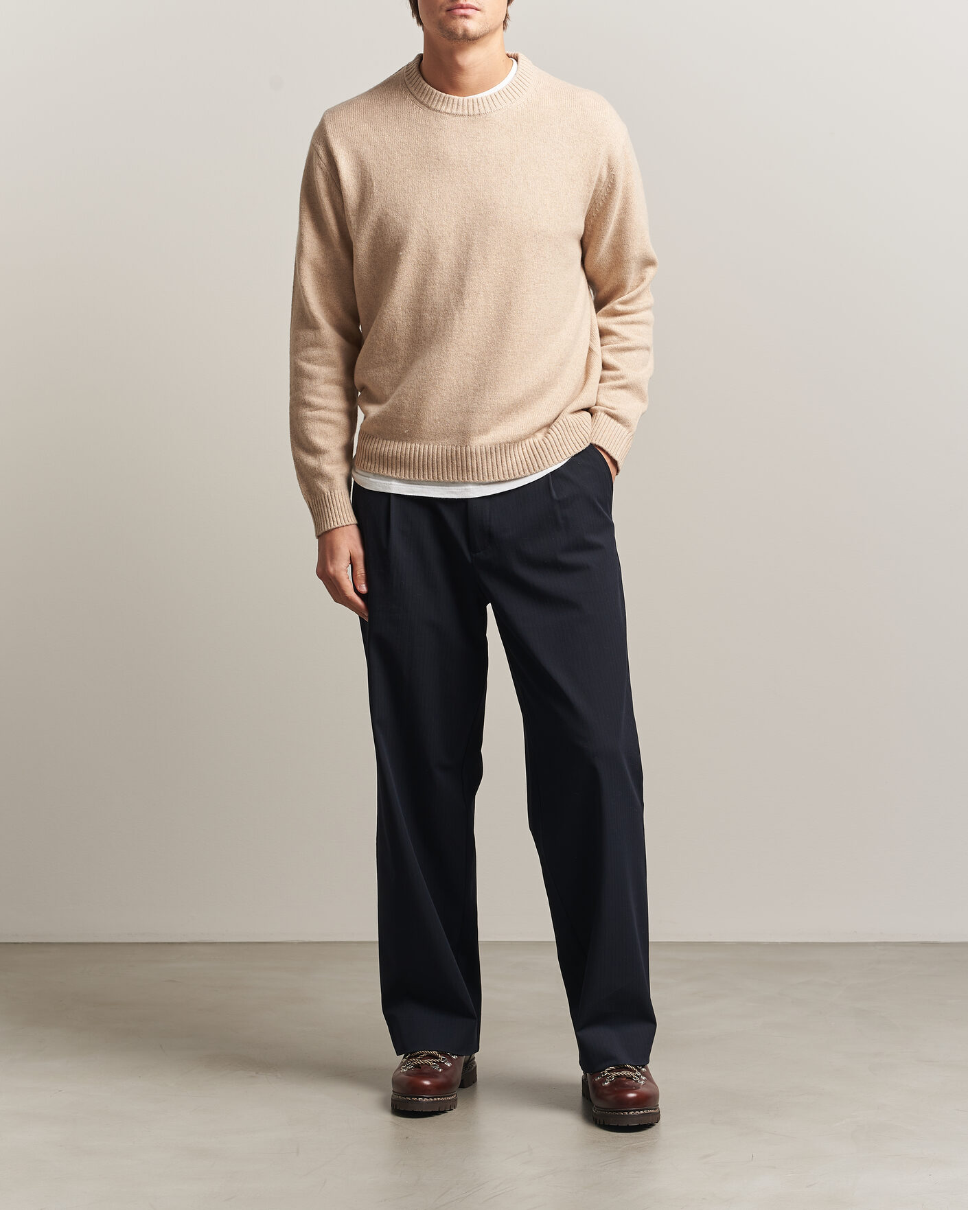 Herre | Trøjer | NN07 | Russel Wool/Cotton Knitted Sweater Ecru