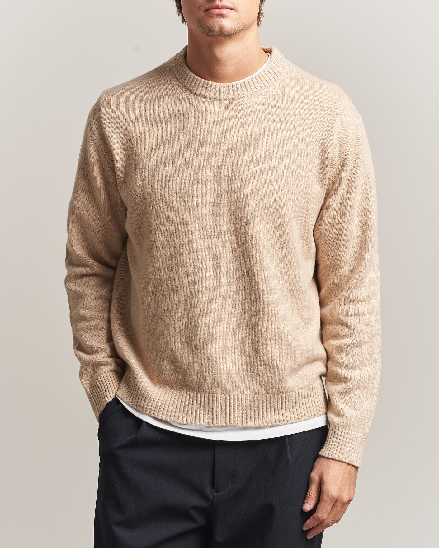 Herre | Trøjer | NN07 | Russel Wool/Cotton Knitted Sweater Ecru
