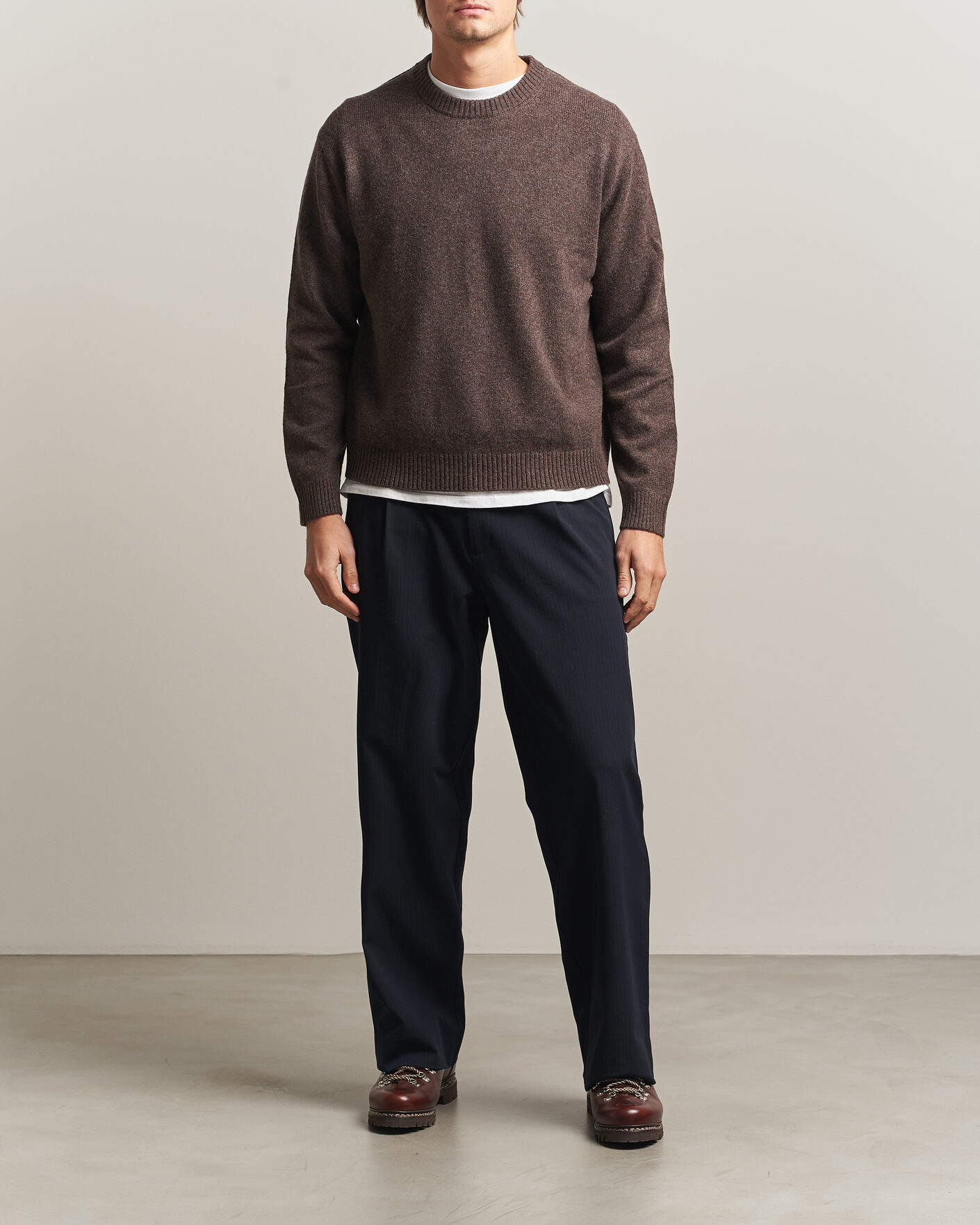 Herre | Trøjer | NN07 | Russel Wool/Cotton Knitted Sweater Mable Husk