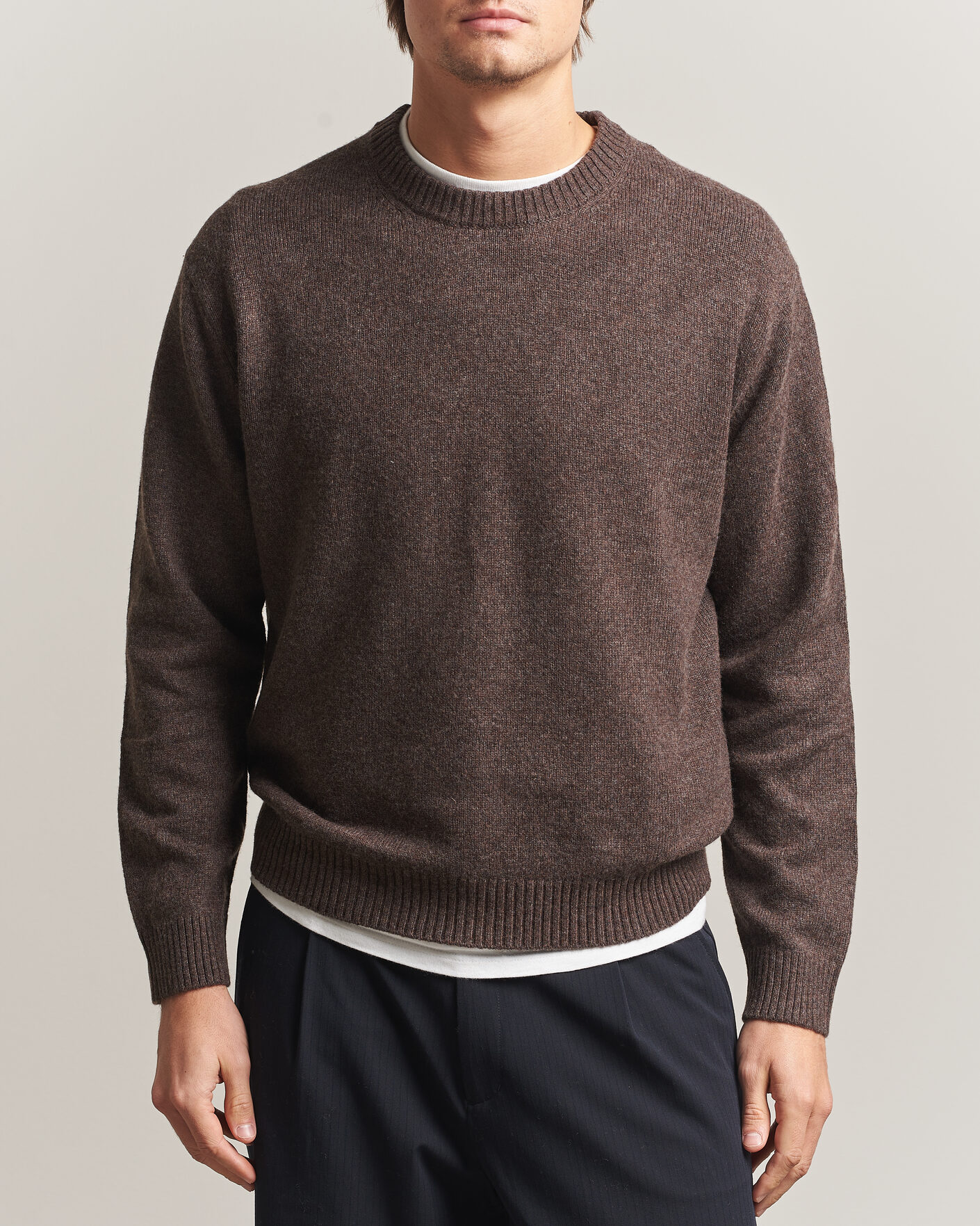 Herre | Trøjer | NN07 | Russel Wool/Cotton Knitted Sweater Mable Husk