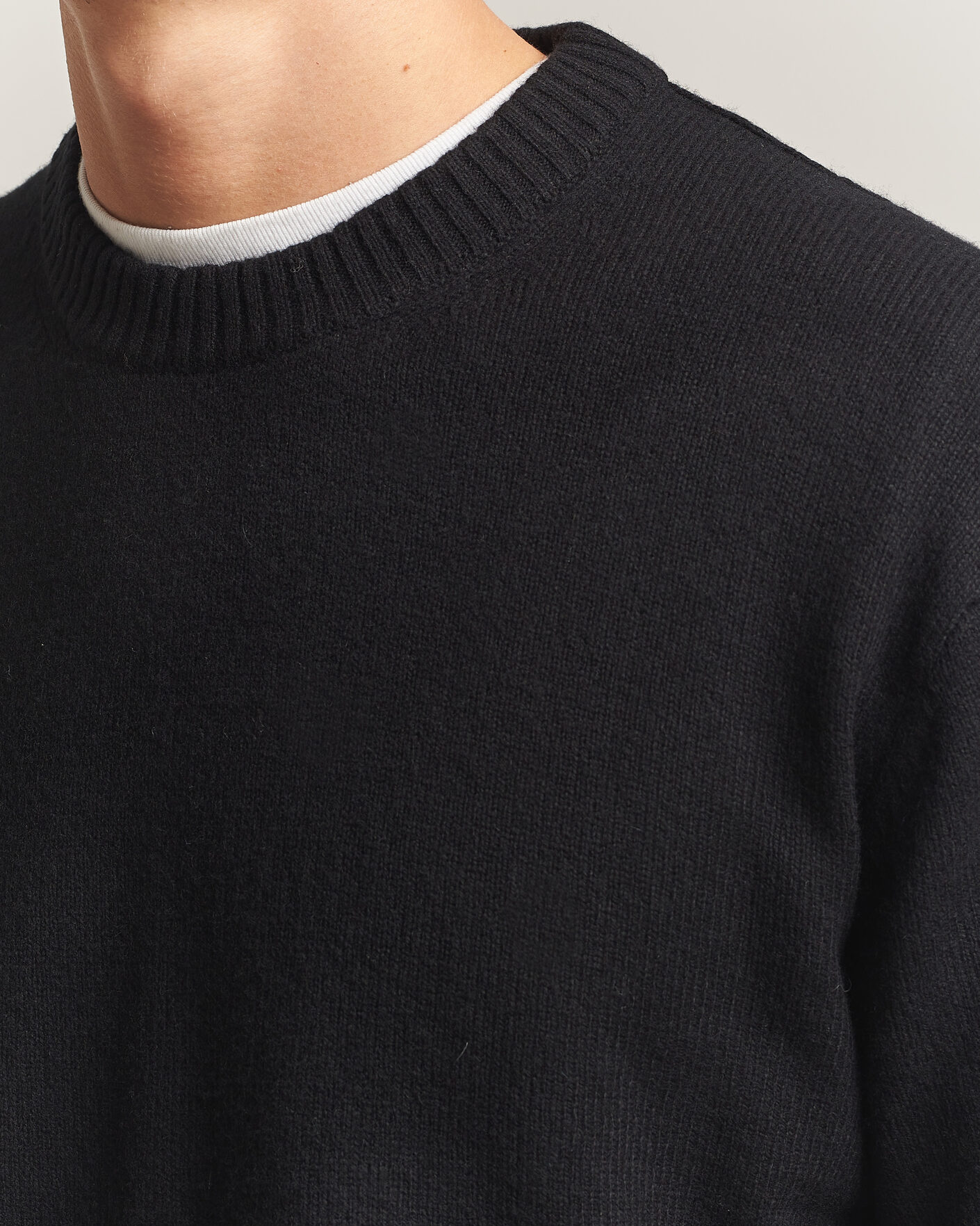 Herre | Trøjer | NN07 | Russel Wool/Cotton Knitted Sweater Black