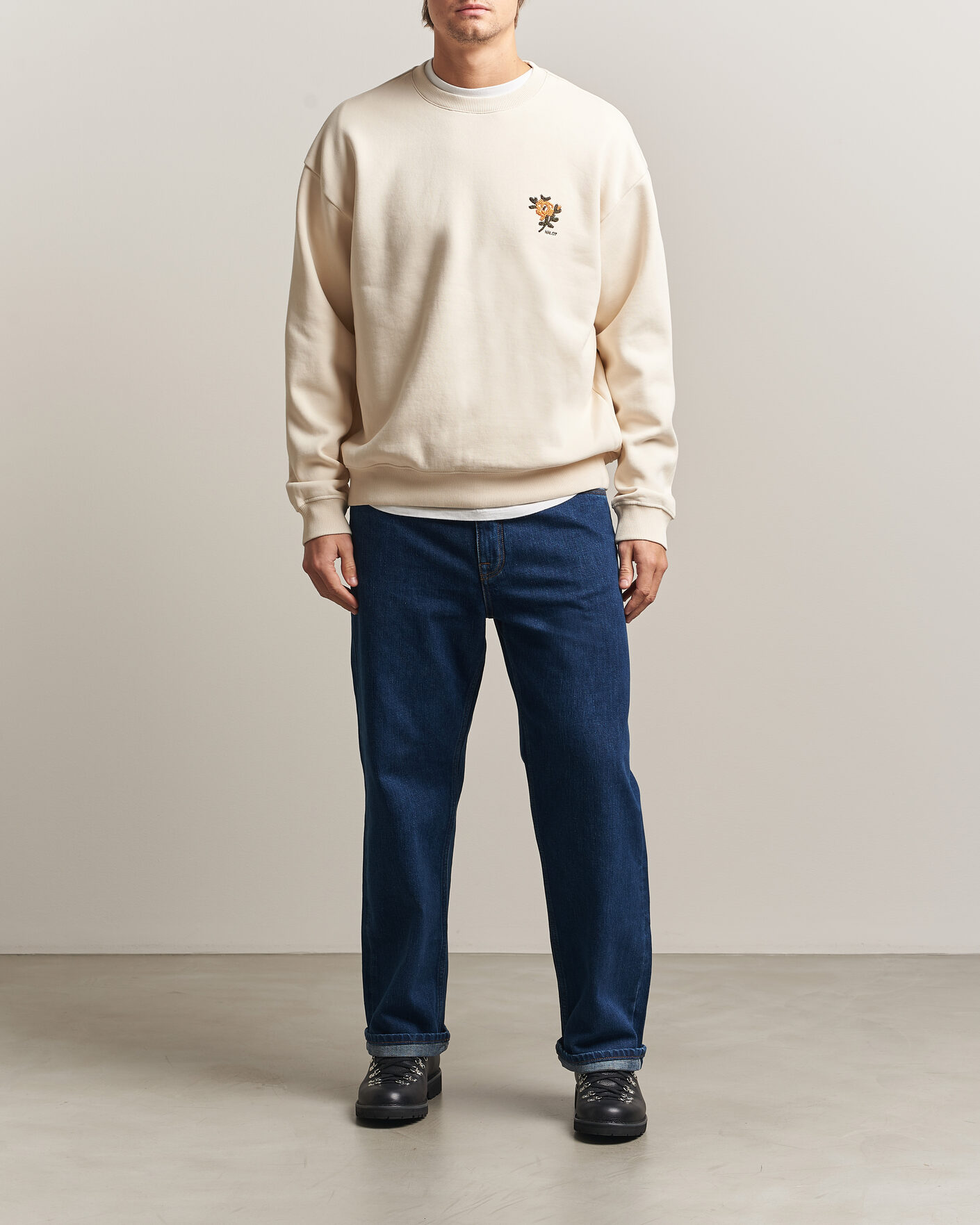 Herre | Trøjer | NN07 | David Embroidered Sweatshirt Ivory