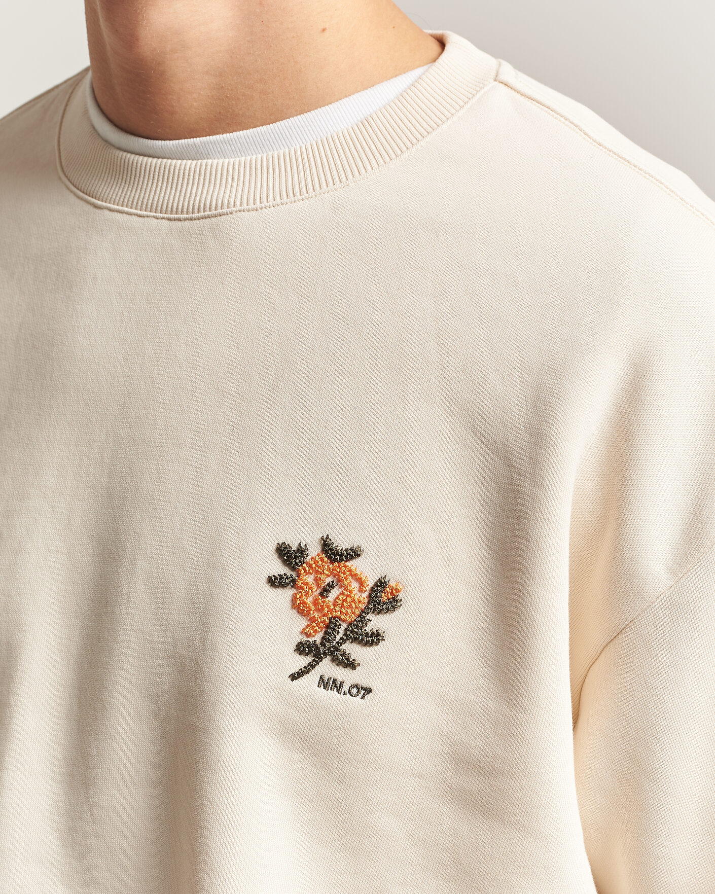 Herre | Trøjer | NN07 | David Embroidered Sweatshirt Ivory