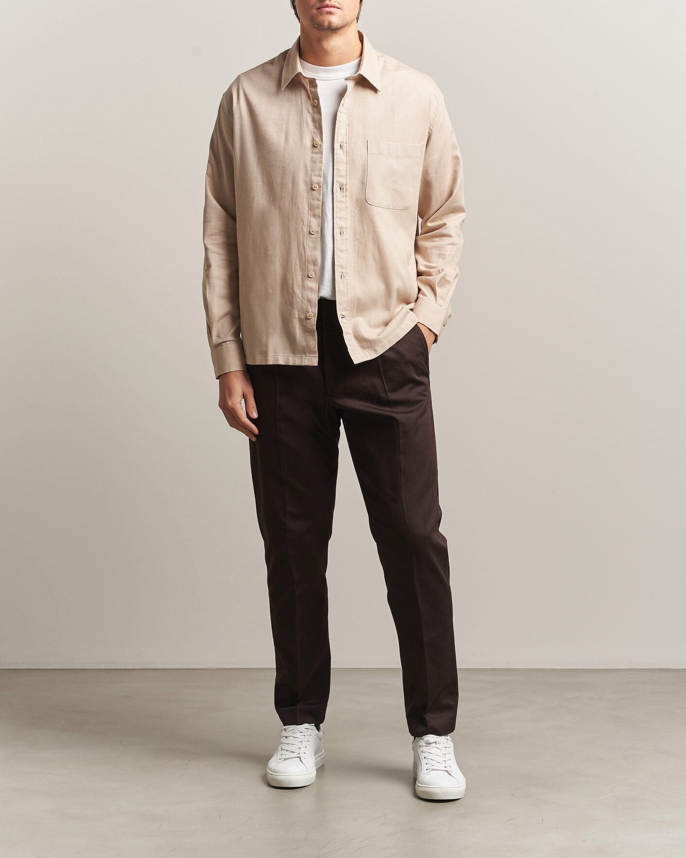 Herre | Bukser | NN07 | Bill Pleated Cotton Chinos Deep Truffle