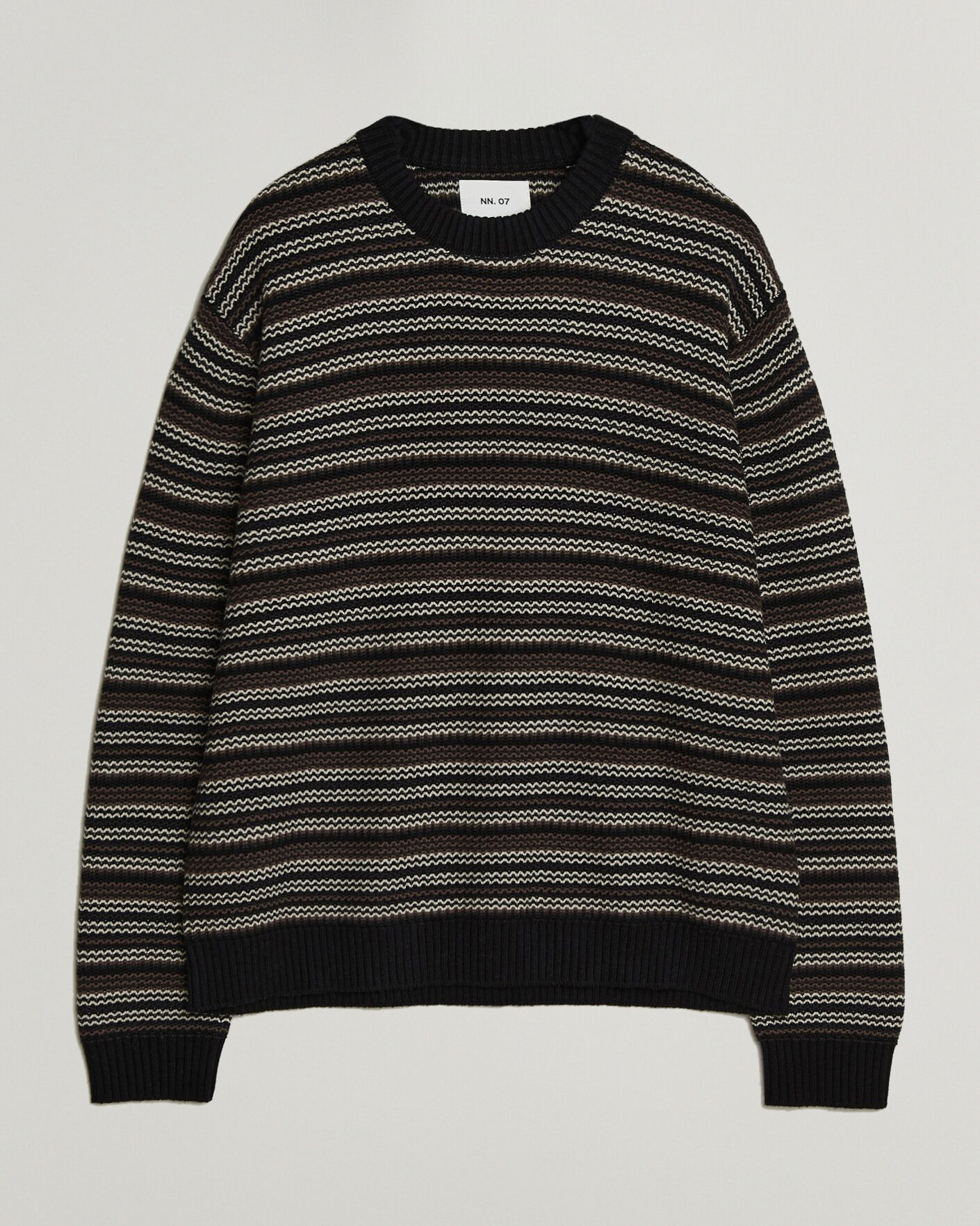 Herre | Trøjer | NN07 | Russel Wool/Cotton Striped Sweater Black Multi