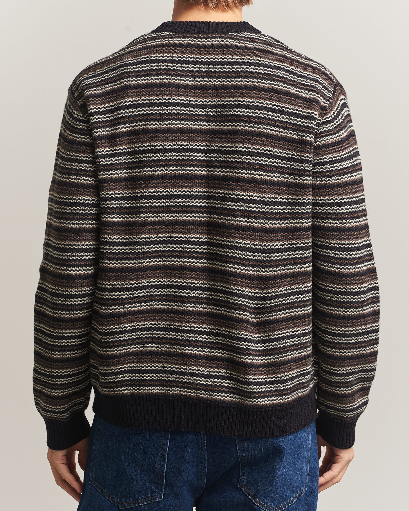 Herre | Trøjer | NN07 | Russel Wool/Cotton Striped Sweater Black Multi