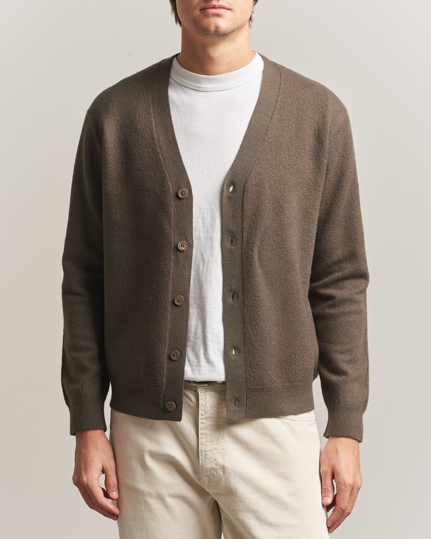 Herre | Trøjer | NN07 | Jasper Wool Knitted Cardigan Mable Husk