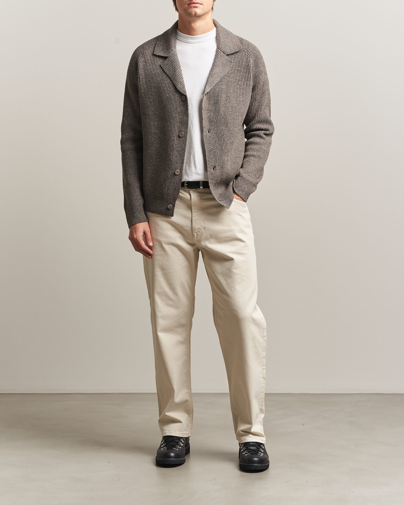 Herre | Trøjer | NN07 | Shane Wool Knitted Cardigan Mable Husk