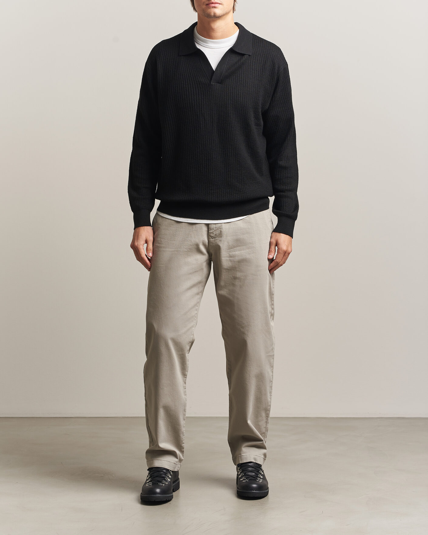 Herre | Trøjer | NN07 | Nate Wool Knitted Polo Black