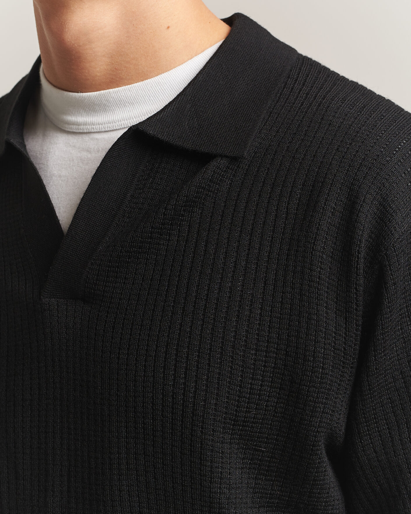 Herre | Trøjer | NN07 | Nate Wool Knitted Polo Black