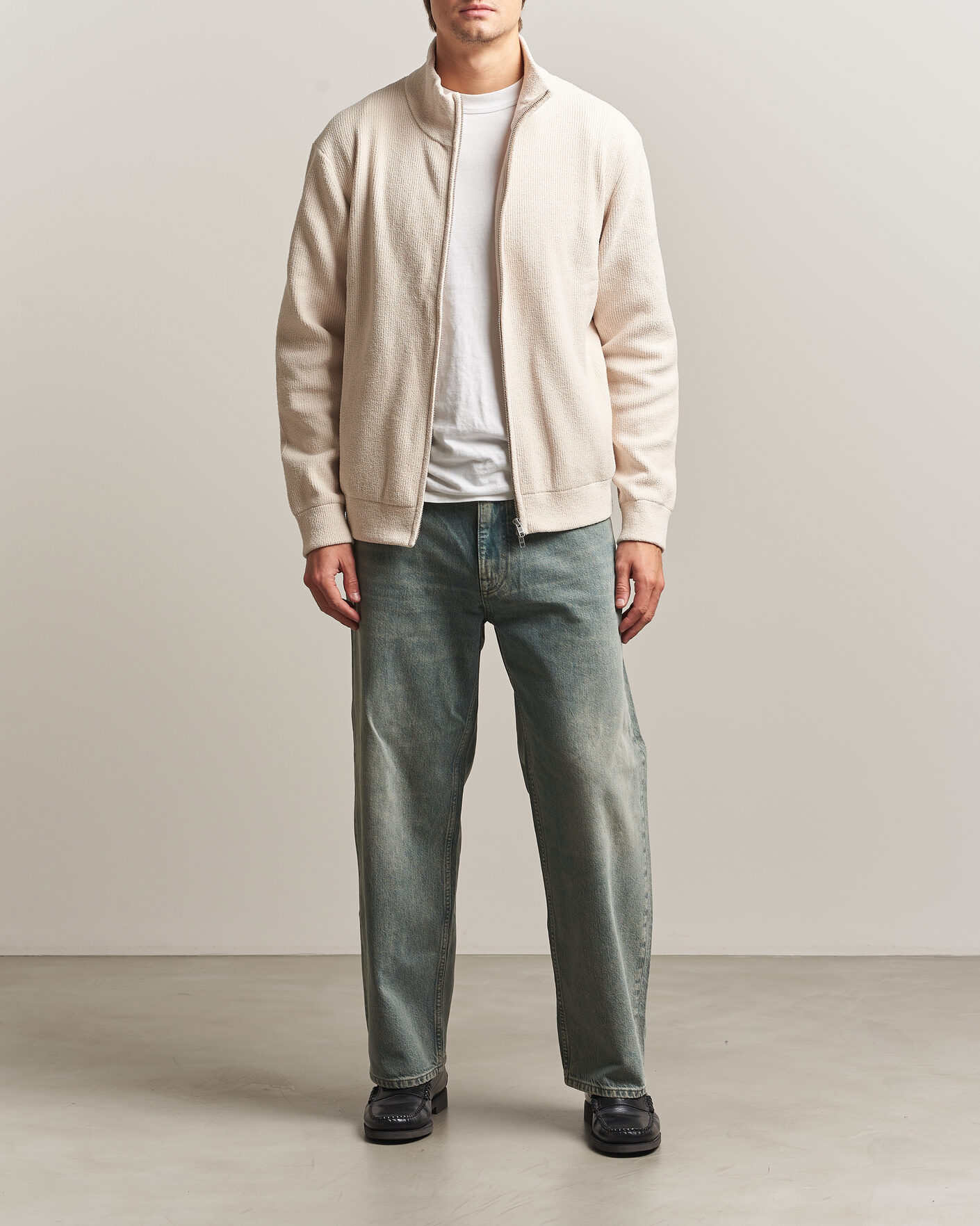 Herre | Trøjer | NN07 | Danny Rib Knitted Full Zip Ivory