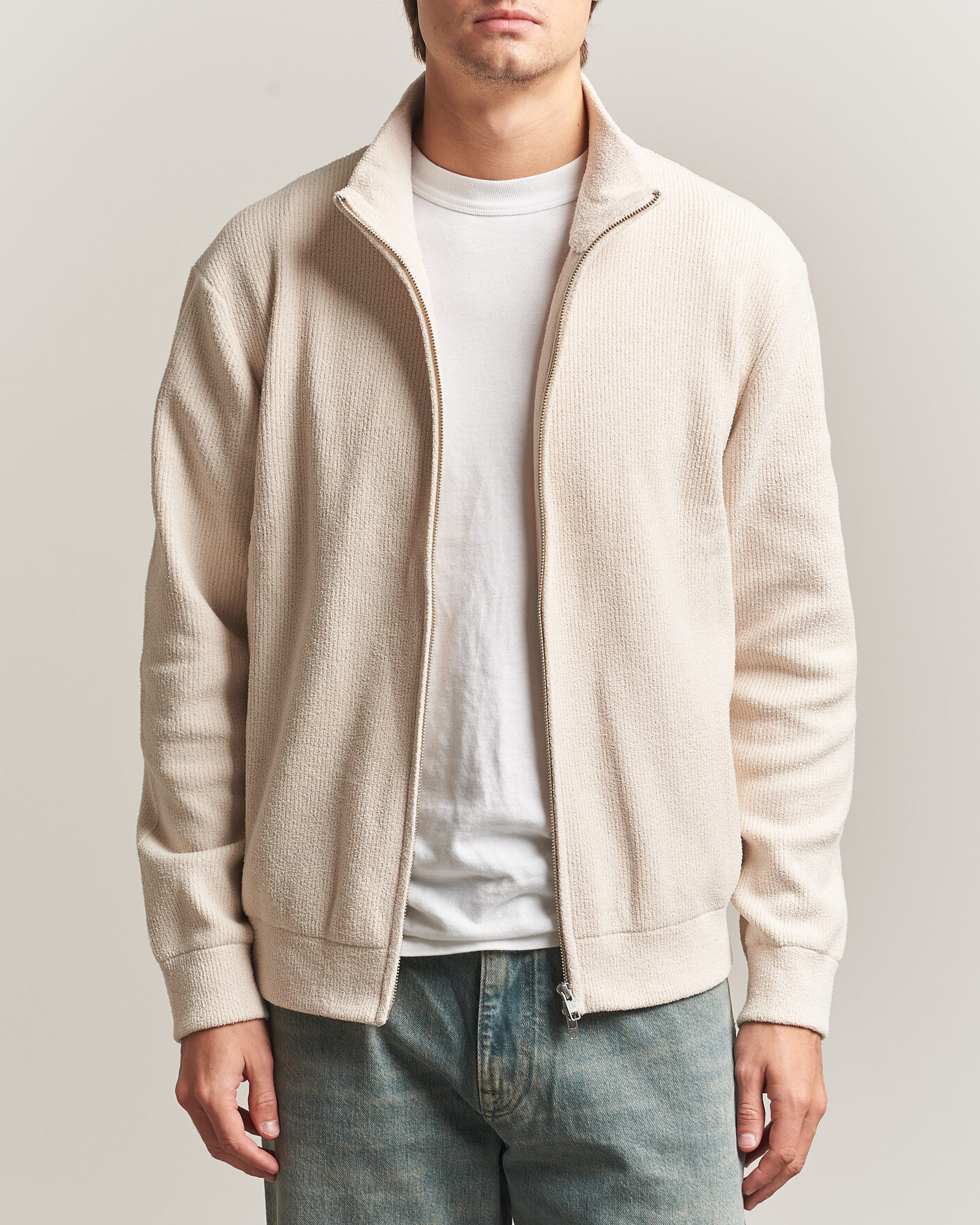 Herre | Trøjer | NN07 | Danny Rib Knitted Full Zip Ivory