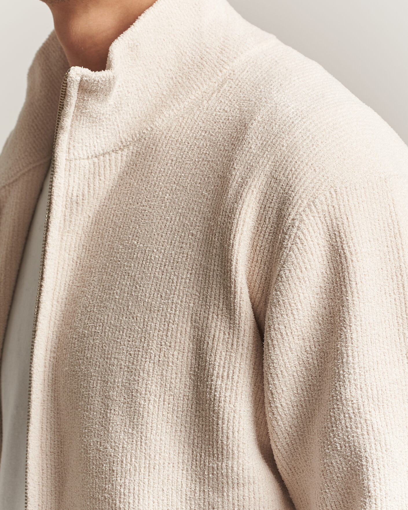 Herre | Trøjer | NN07 | Danny Rib Knitted Full Zip Ivory