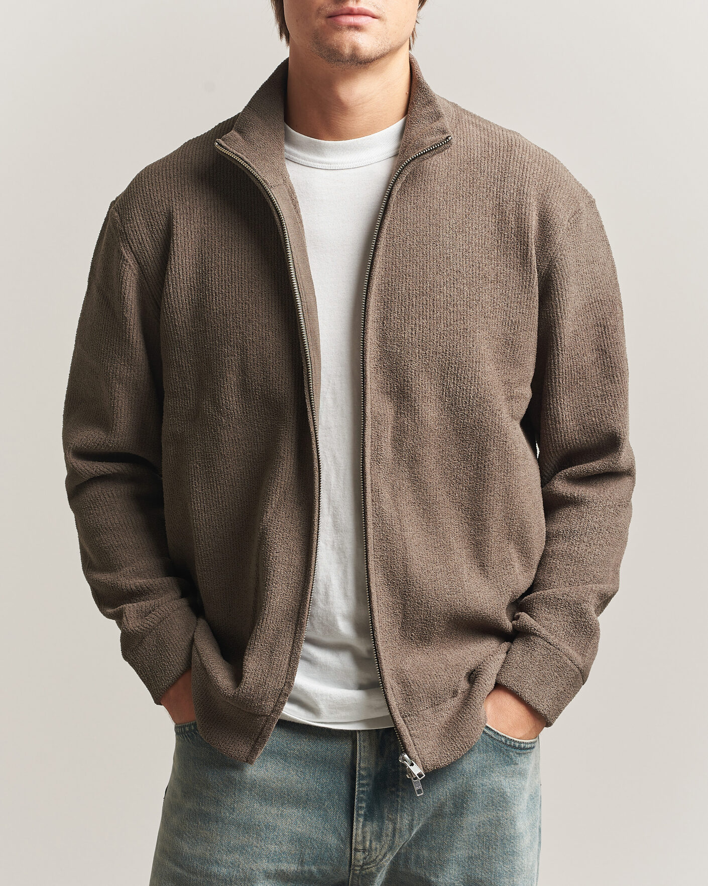Herre | Trøjer | NN07 | Danny Rib Knitted Full Zip Mable Husk