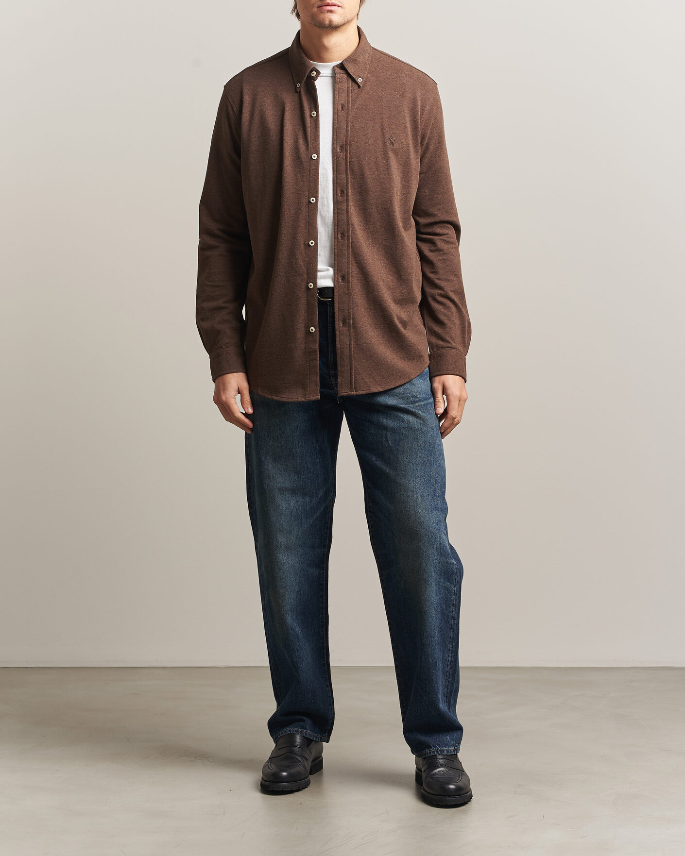 Herre | Polotrøjer | Polo Ralph Lauren | Featherweight Mesh Shirt Nutmeg Brown Heather
