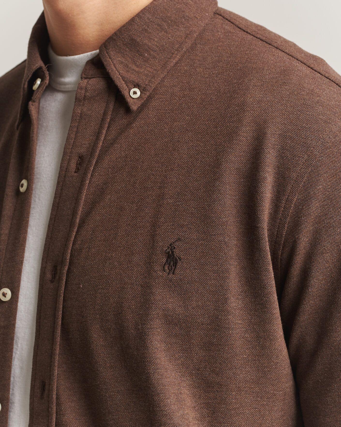 Herre | Polotrøjer | Polo Ralph Lauren | Featherweight Mesh Shirt Nutmeg Brown Heather
