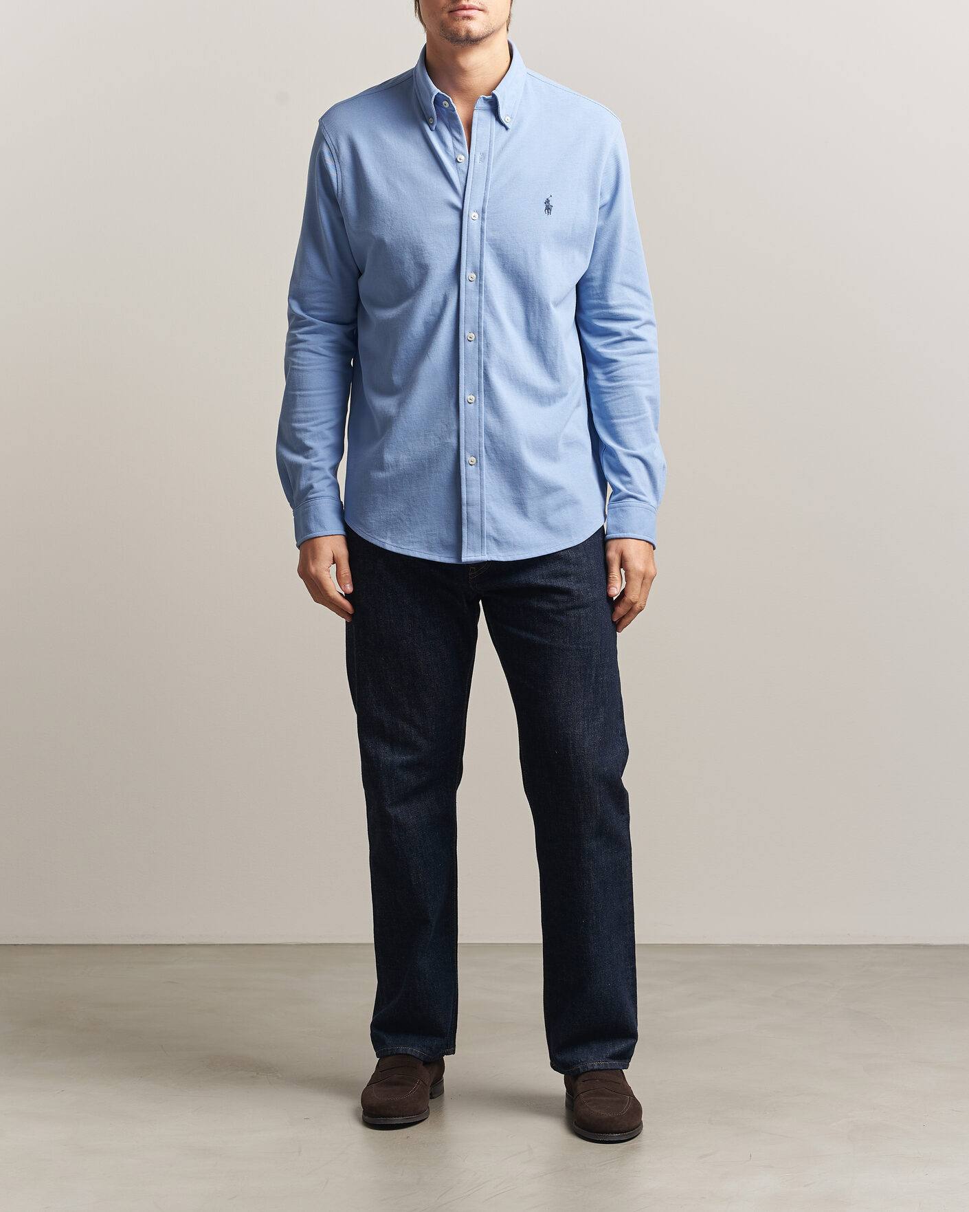 Herre | Polotrøjer | Polo Ralph Lauren | Featherweight Mesh Shirt Dress Shirt Blue