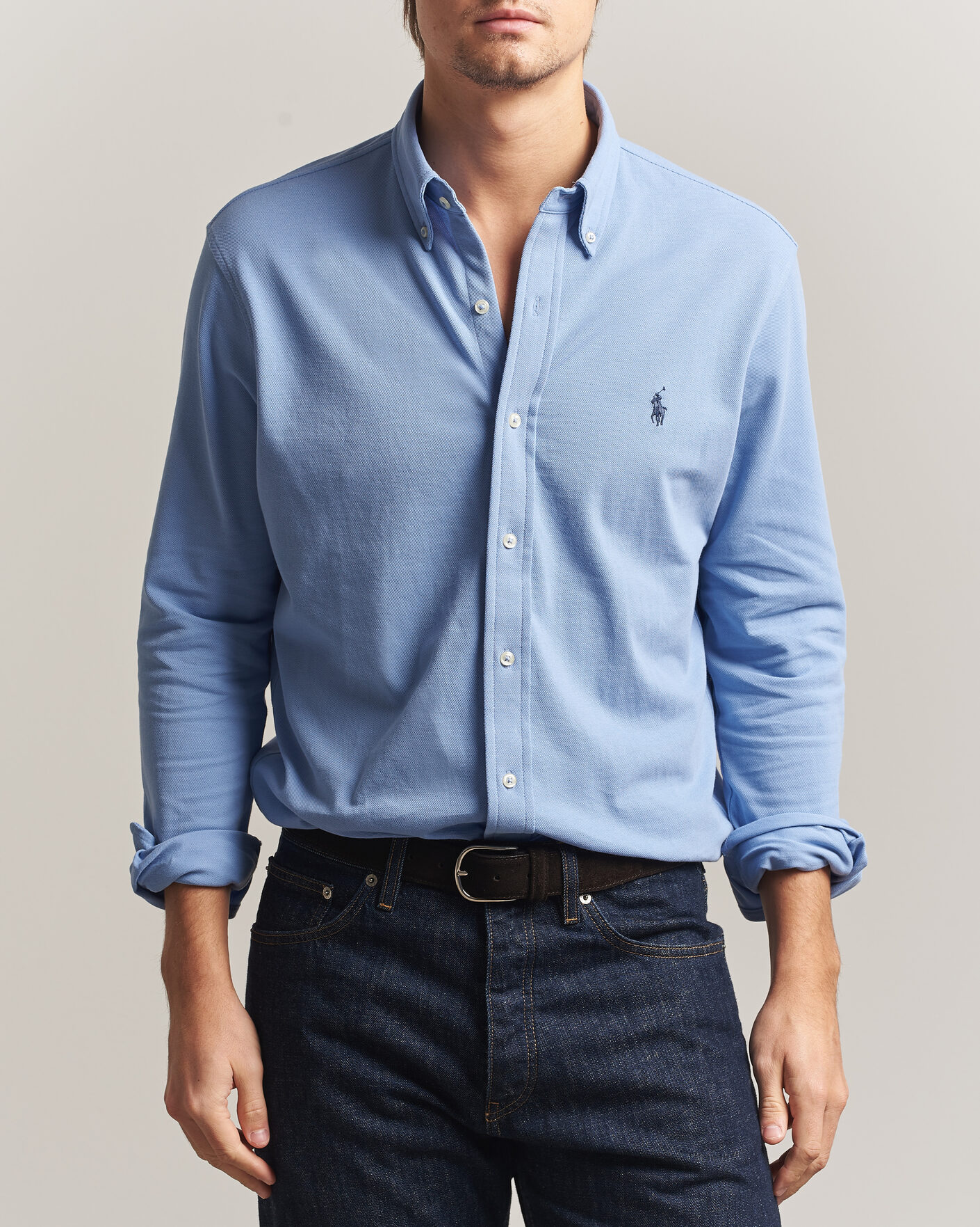 Herre | Polotrøjer | Polo Ralph Lauren | Featherweight Mesh Shirt Dress Shirt Blue