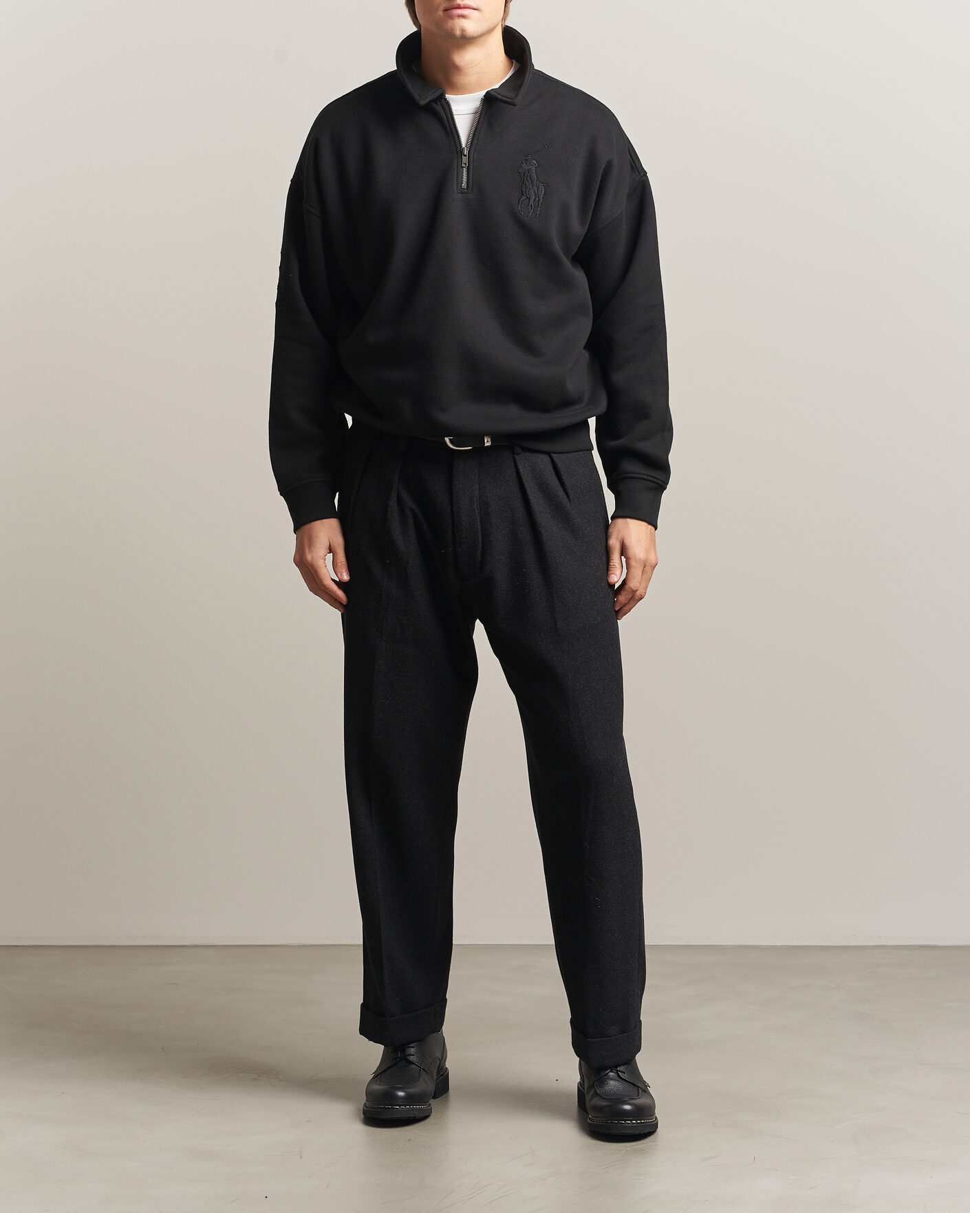 Herre | Trøjer | Polo Ralph Lauren | Heavy Weight Half Zip Fleece Polo Black