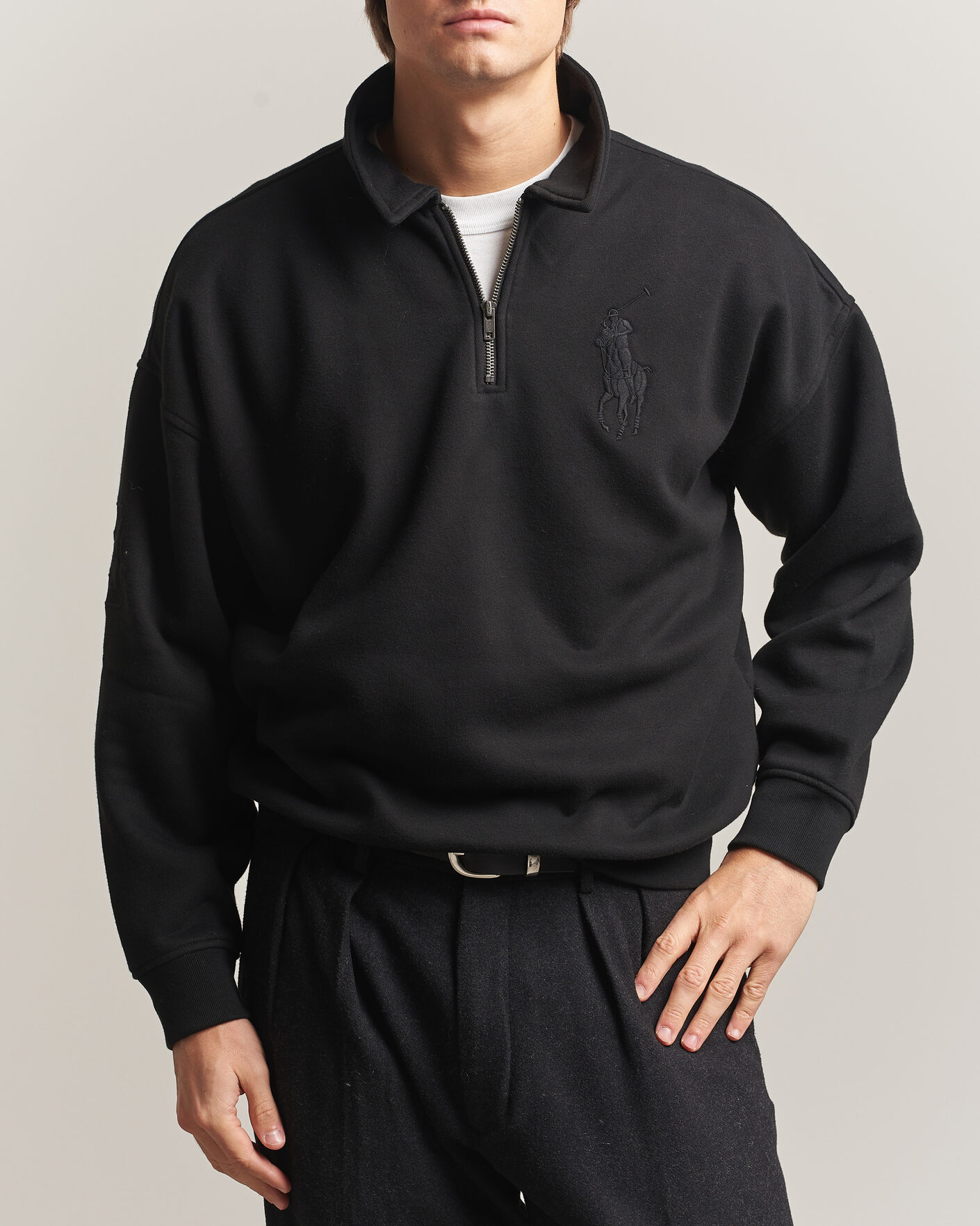 Herre | Trøjer | Polo Ralph Lauren | Heavy Weight Half Zip Fleece Polo Black