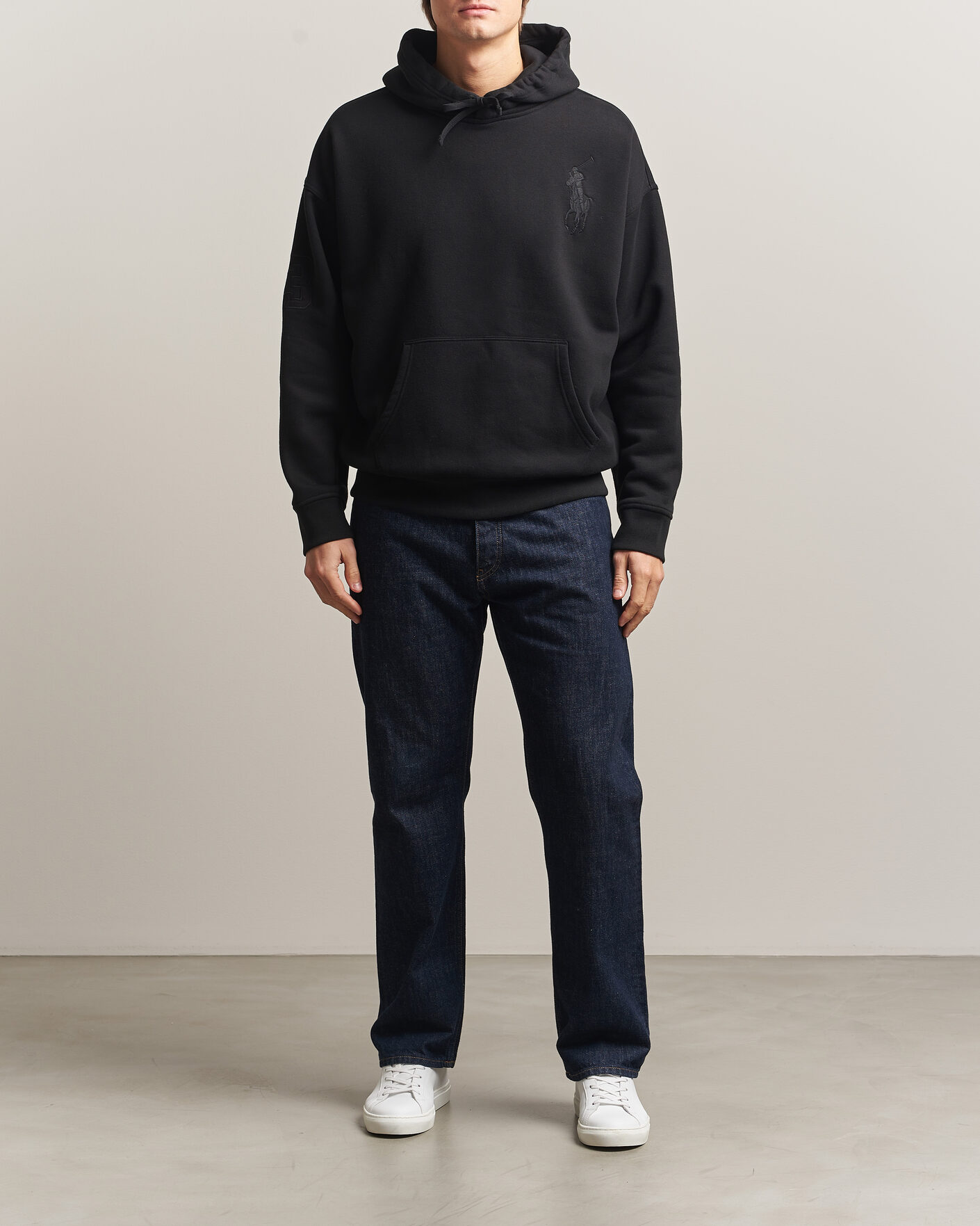 Herre | Trøjer | Polo Ralph Lauren | Heavy Weight Tonal Pony Hoodie Polo Black