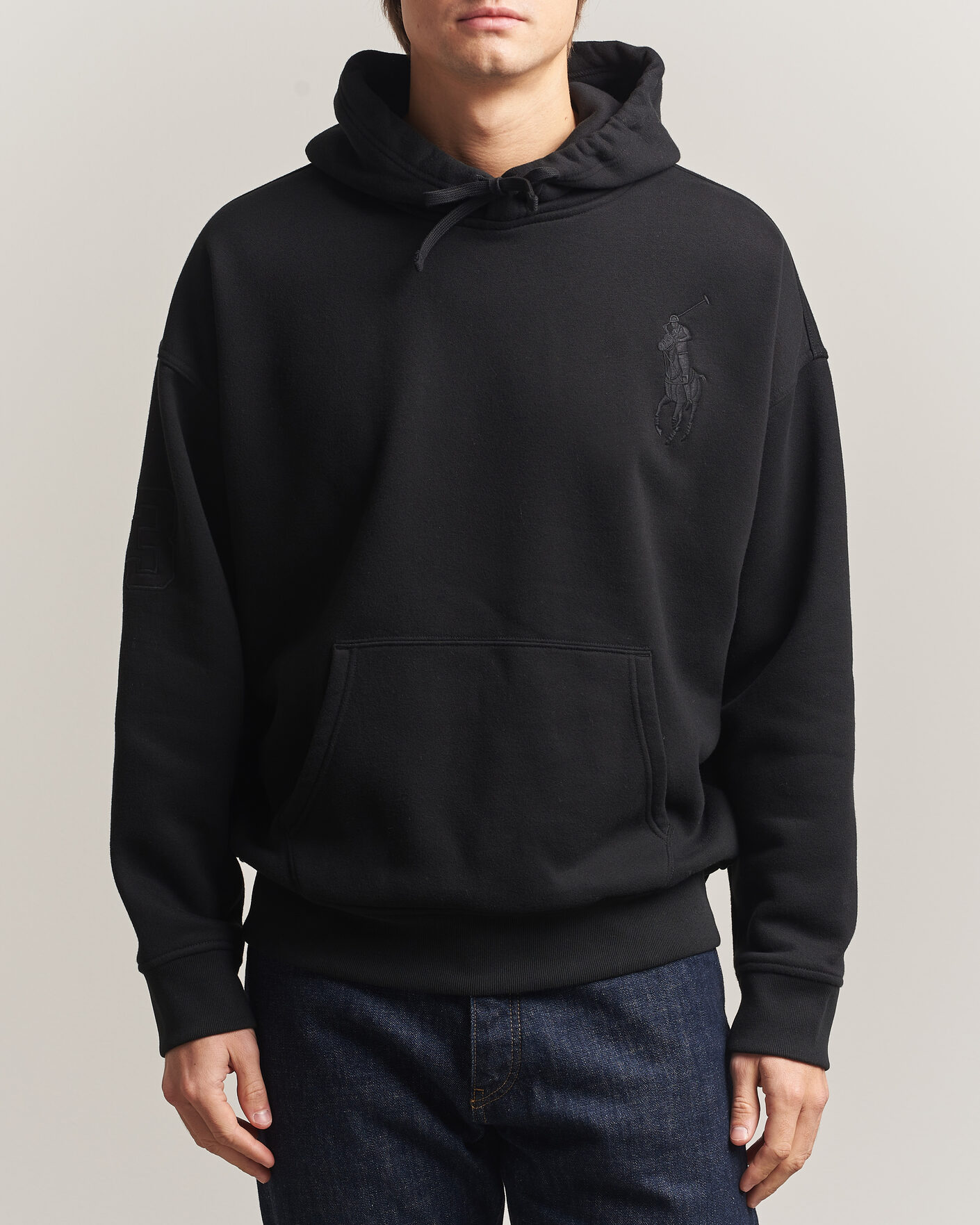 Herre | Trøjer | Polo Ralph Lauren | Heavy Weight Tonal Pony Hoodie Polo Black