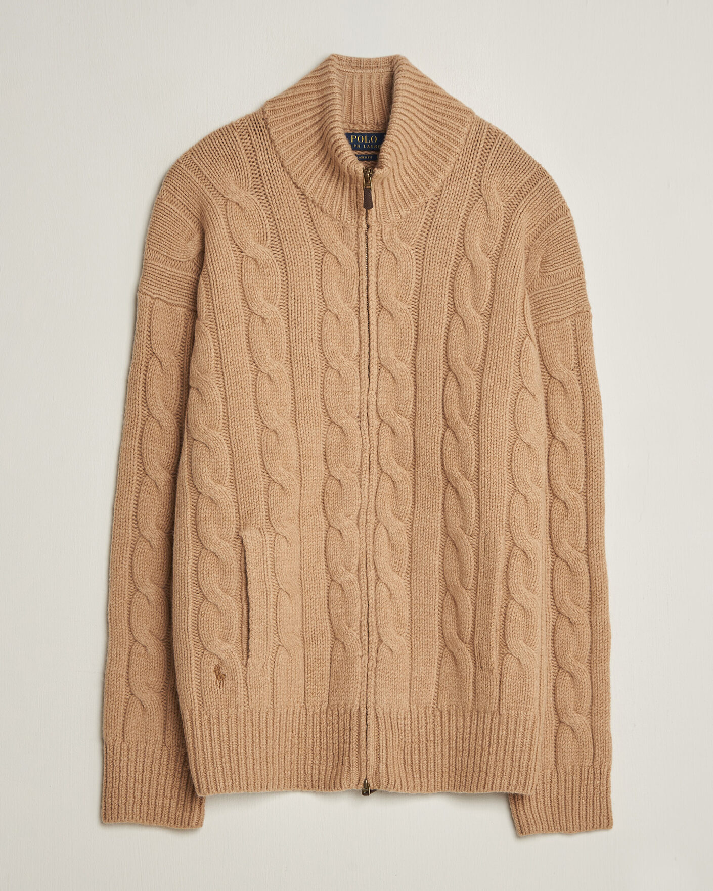 Herre | Trøjer | Polo Ralph Lauren | Wool/Alpaca Cable Full-Zip Camel Melange