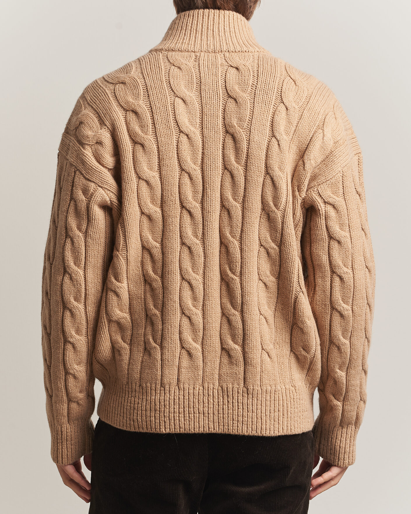 Herre | Trøjer | Polo Ralph Lauren | Wool/Alpaca Cable Full-Zip Camel Melange