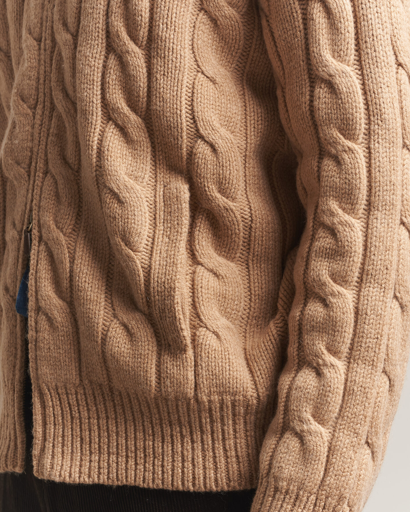 Herre | Trøjer | Polo Ralph Lauren | Wool/Alpaca Cable Full-Zip Camel Melange
