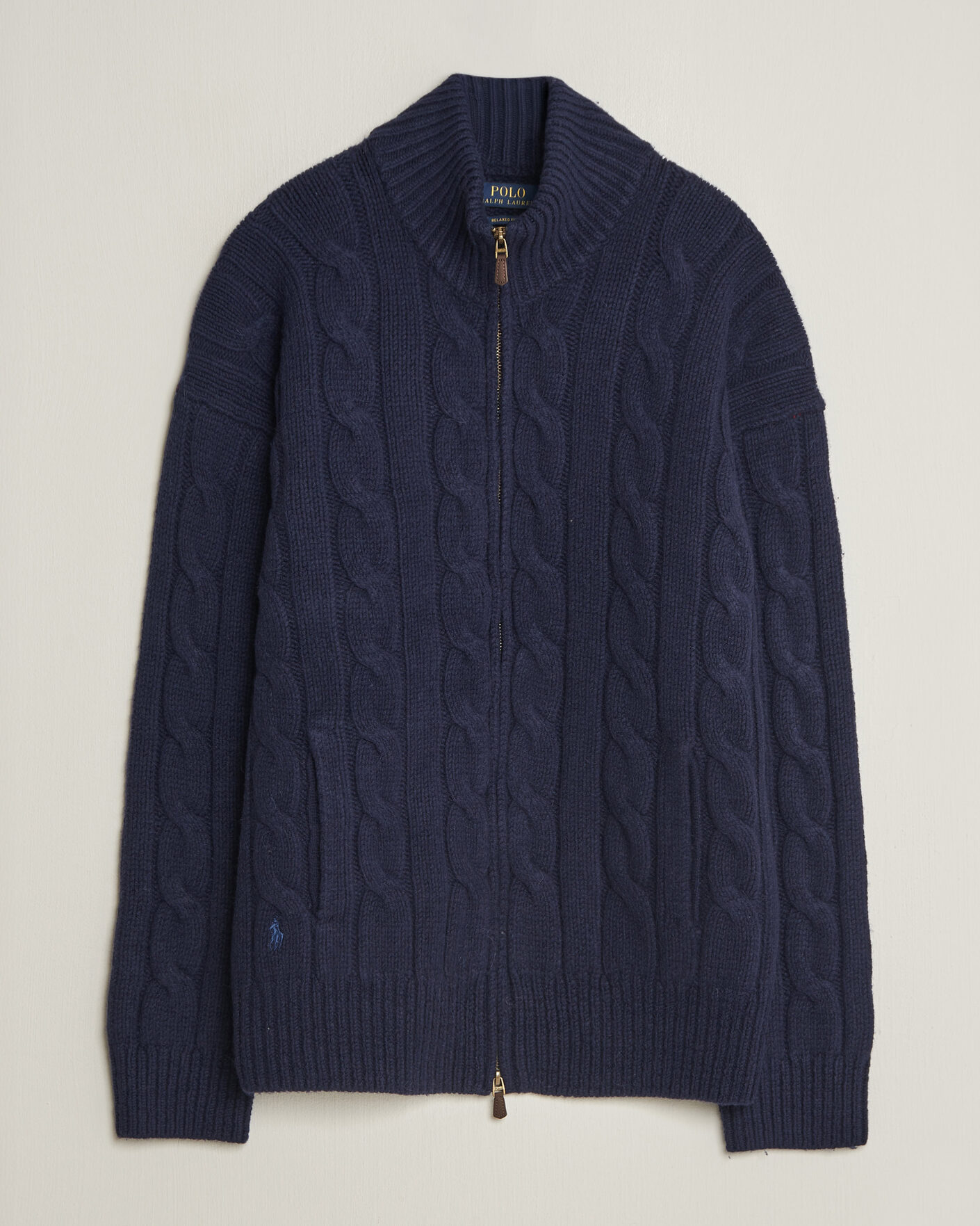 Herre | Trøjer | Polo Ralph Lauren | Wool/Alpaca Cable Full-Zip Hunter Navy