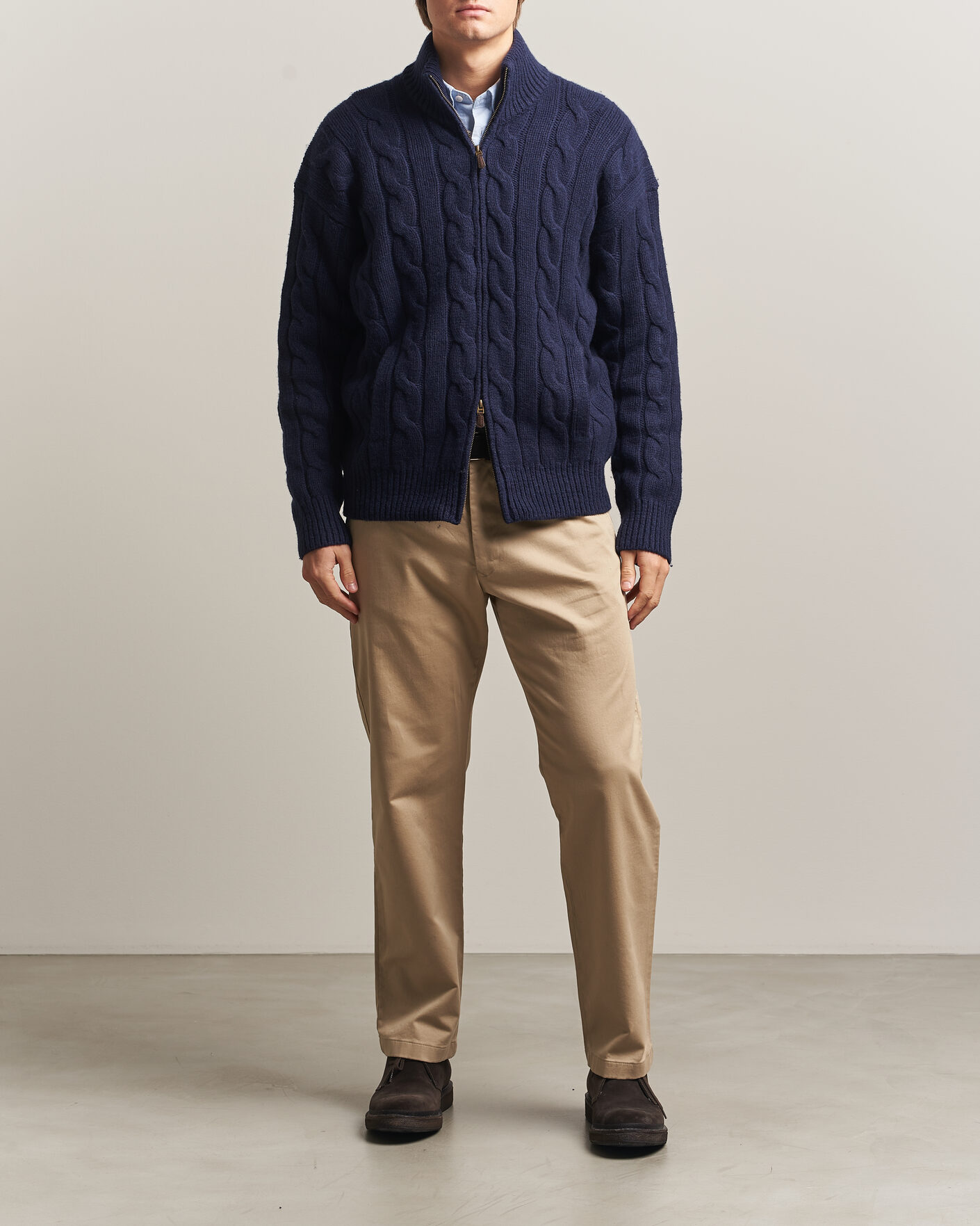 Herre | Trøjer | Polo Ralph Lauren | Wool/Alpaca Cable Full-Zip Hunter Navy