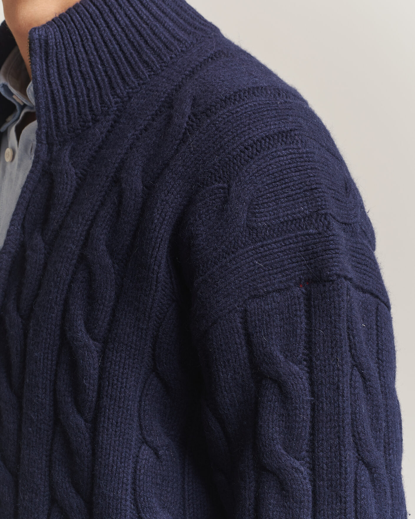 Herre | Trøjer | Polo Ralph Lauren | Wool/Alpaca Cable Full-Zip Hunter Navy