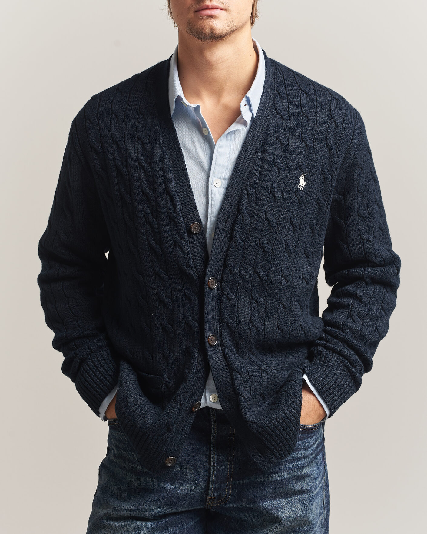 Herre | Trøjer | Polo Ralph Lauren | Cotton Cable Cardigan Hunter Navy