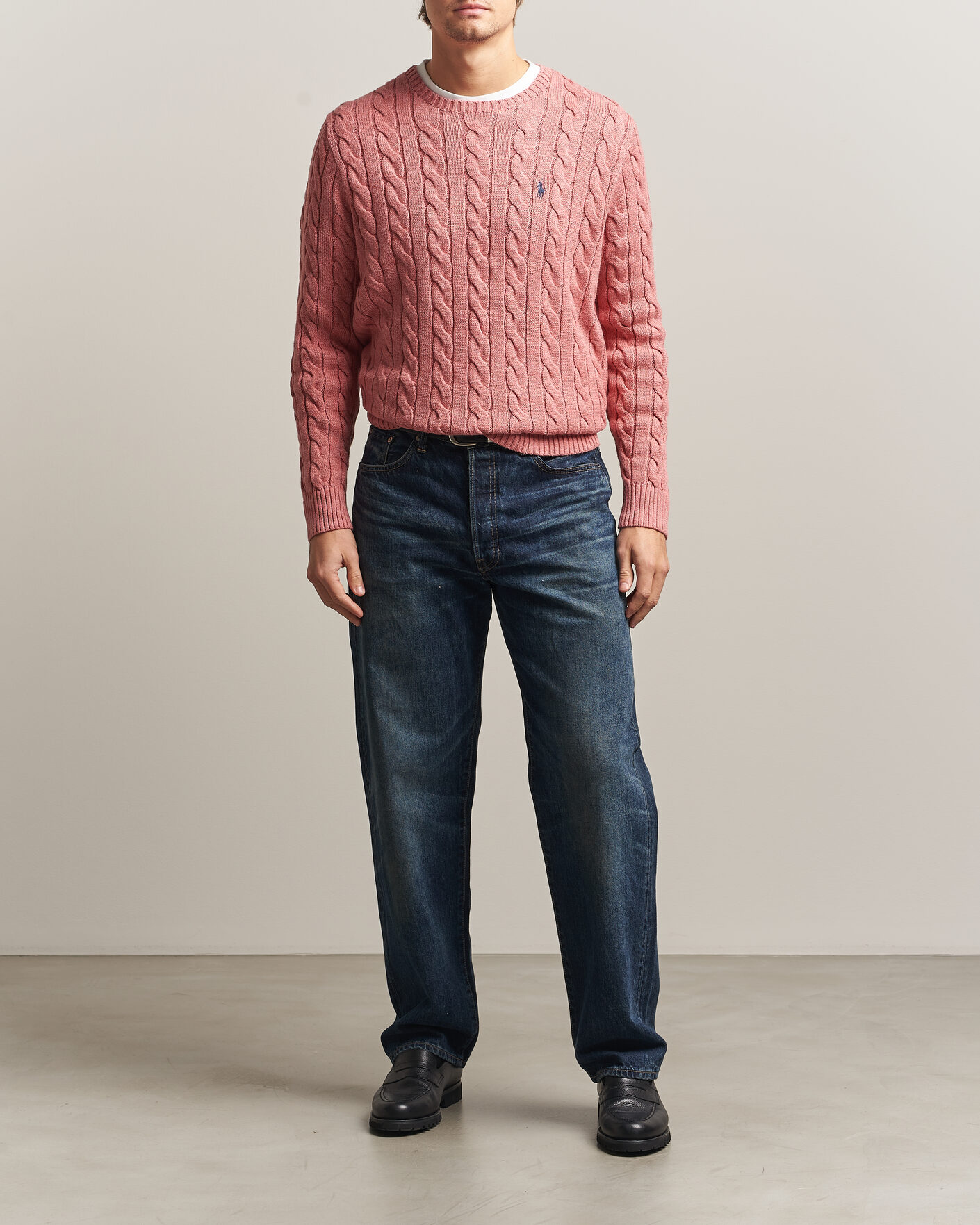 Herre | Trøjer | Polo Ralph Lauren | Cotton Cable Pullover Faded Cranberry Heather
